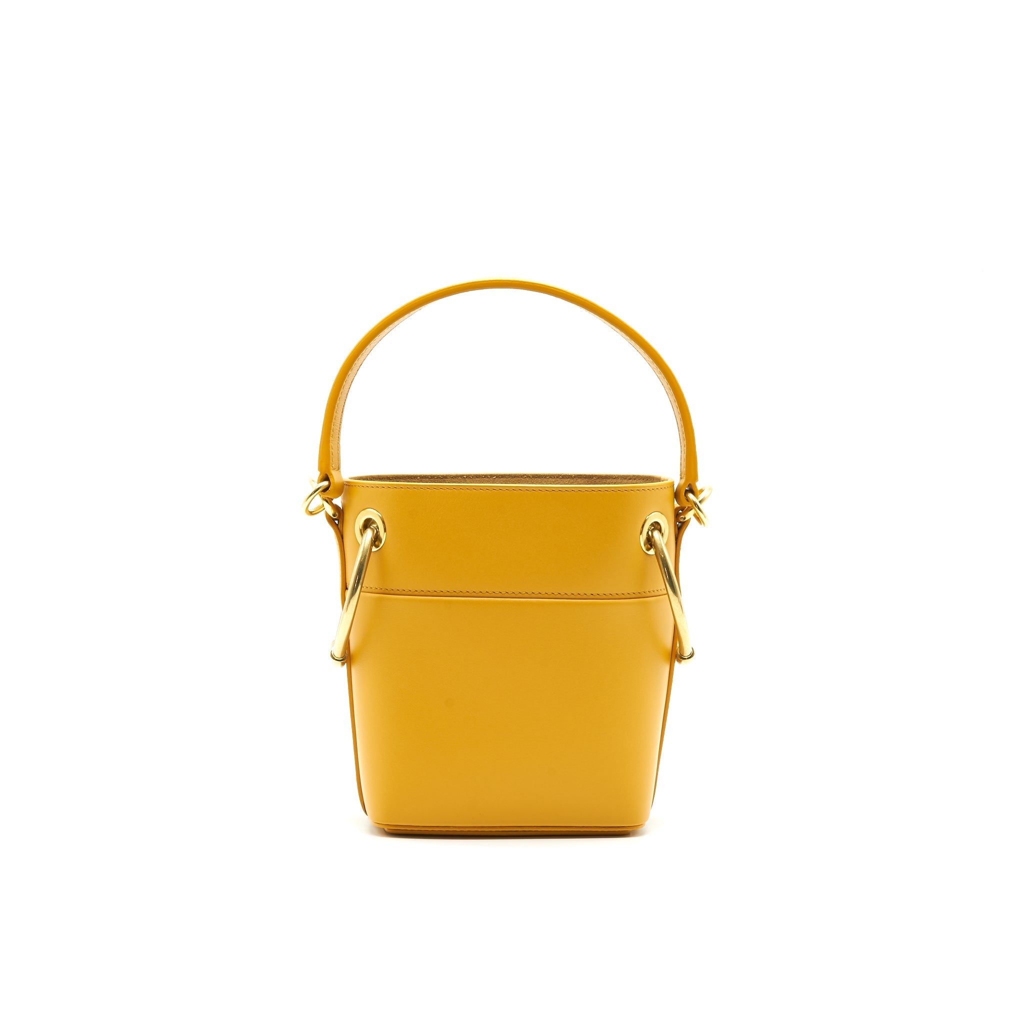 CHLOE ROY MINI LEATHER BUCKET BAG BURNING CAMEL