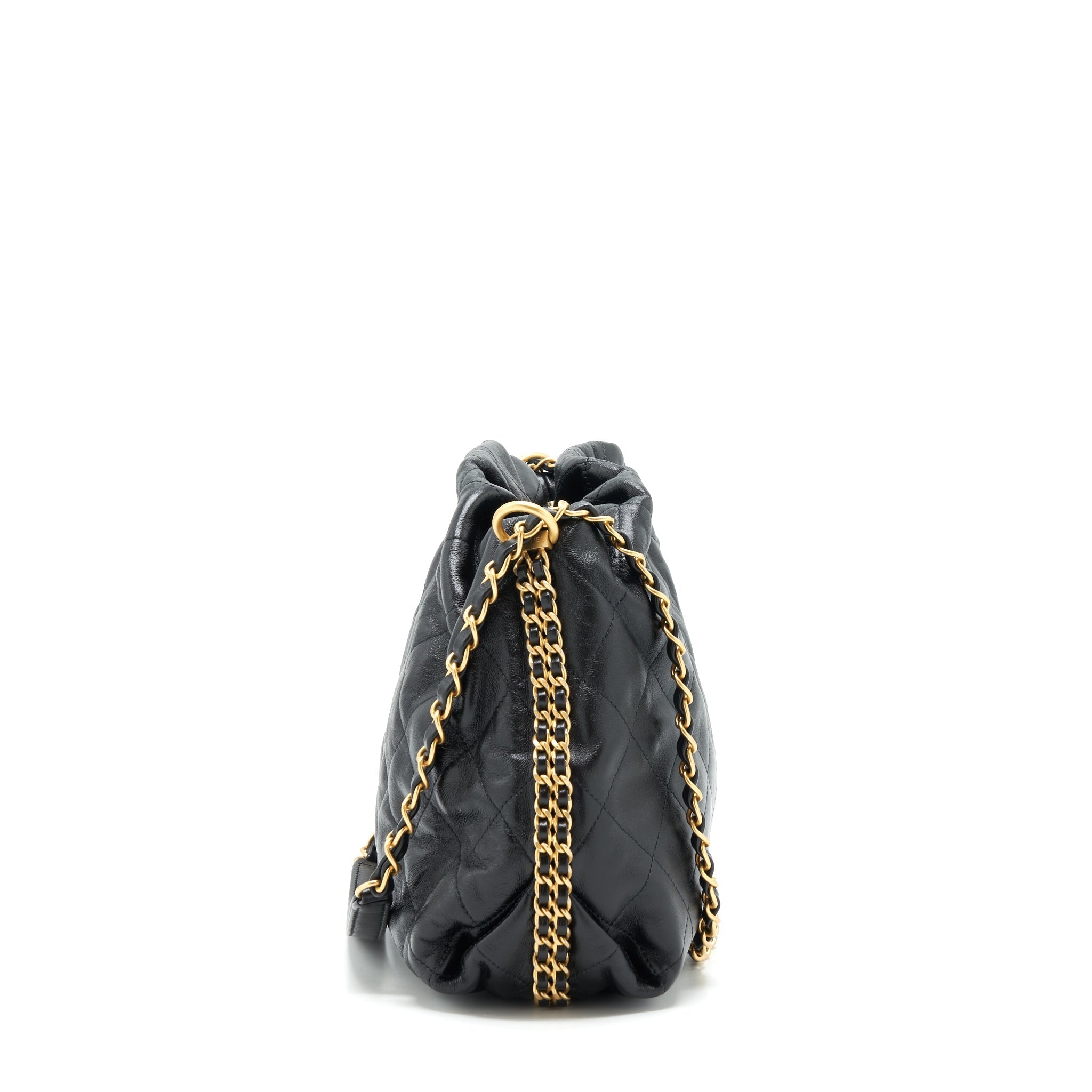CHANEL QUILTED SHOULDER BAG LAMBSKIN BLACK GHW