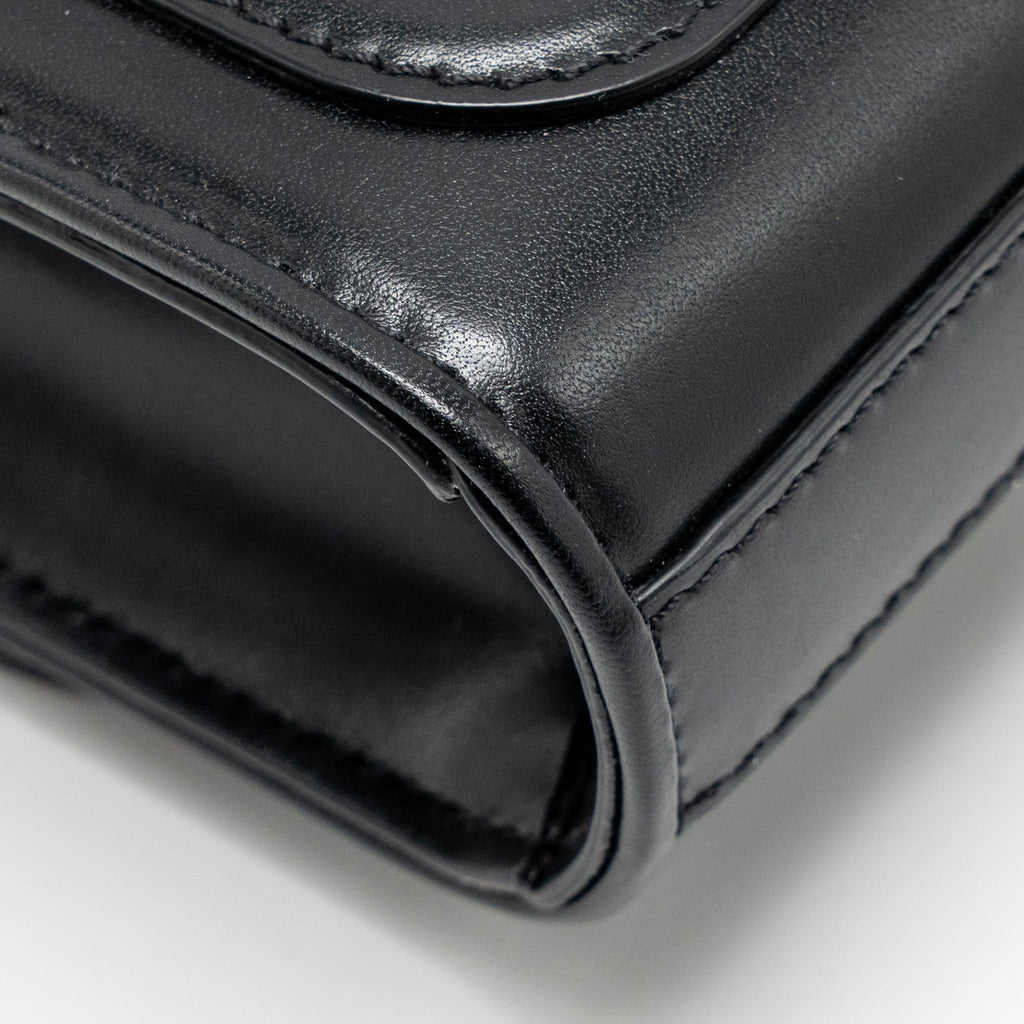 VALENTINO V LOGO TYPE FOLDOVER TOP SHOULDER BAG CALFSKIN BLACK SHW