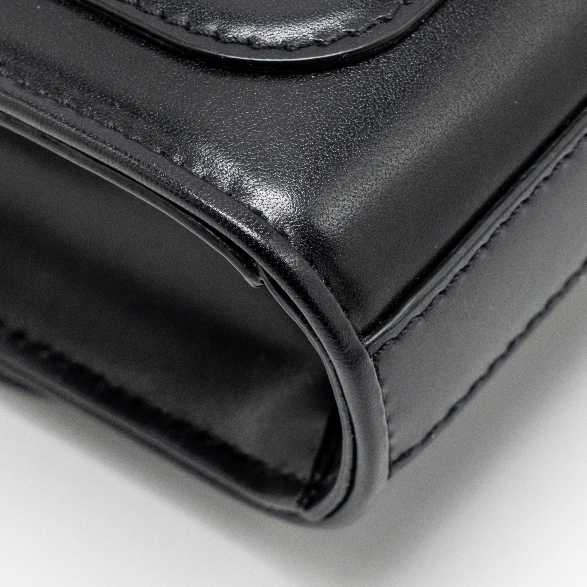 VALENTINO V LOGO TYPE FOLDOVER TOP SHOULDER BAG CALFSKIN BLACK SHW