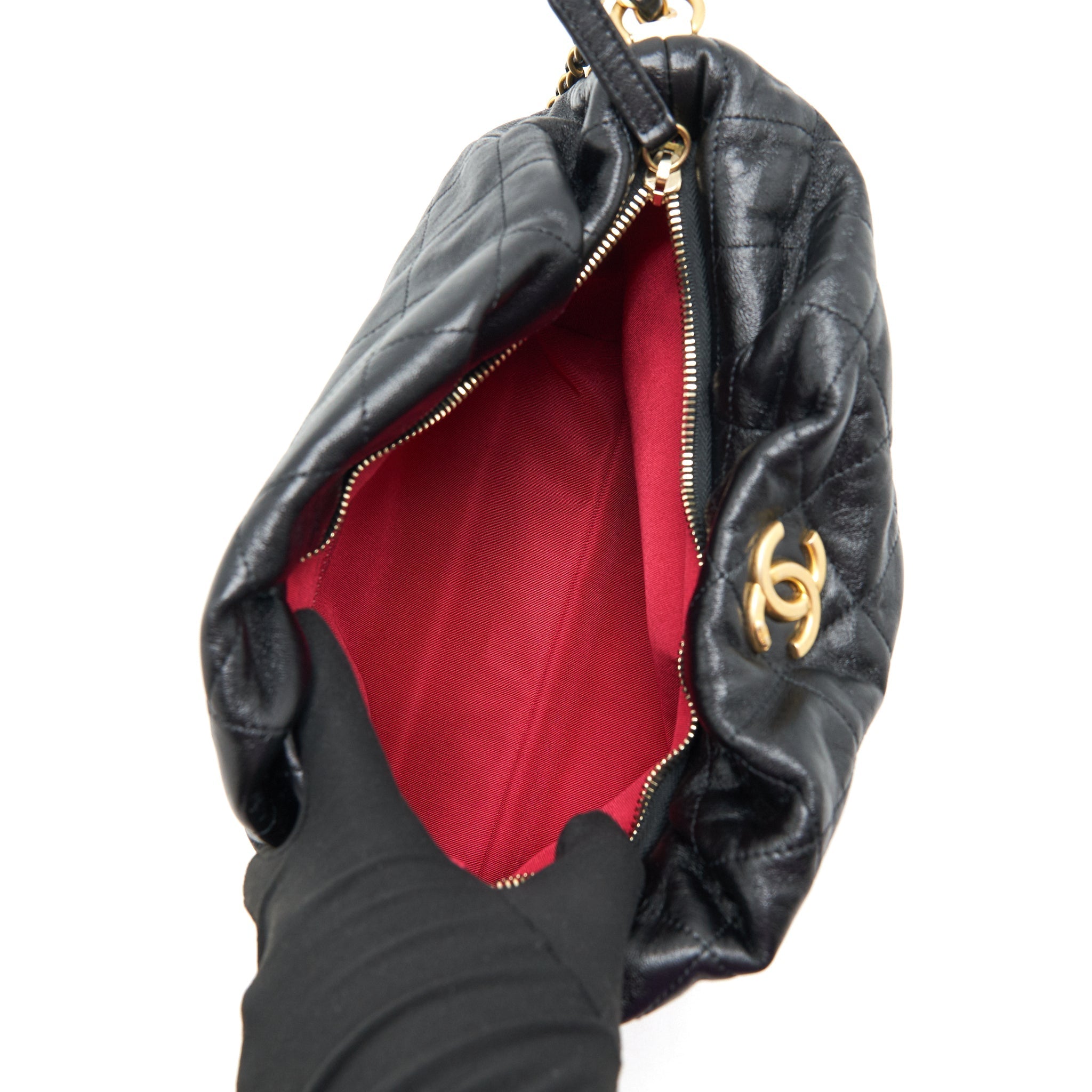 CHANEL QUILTED SHOULDER BAG LAMBSKIN BLACK GHW