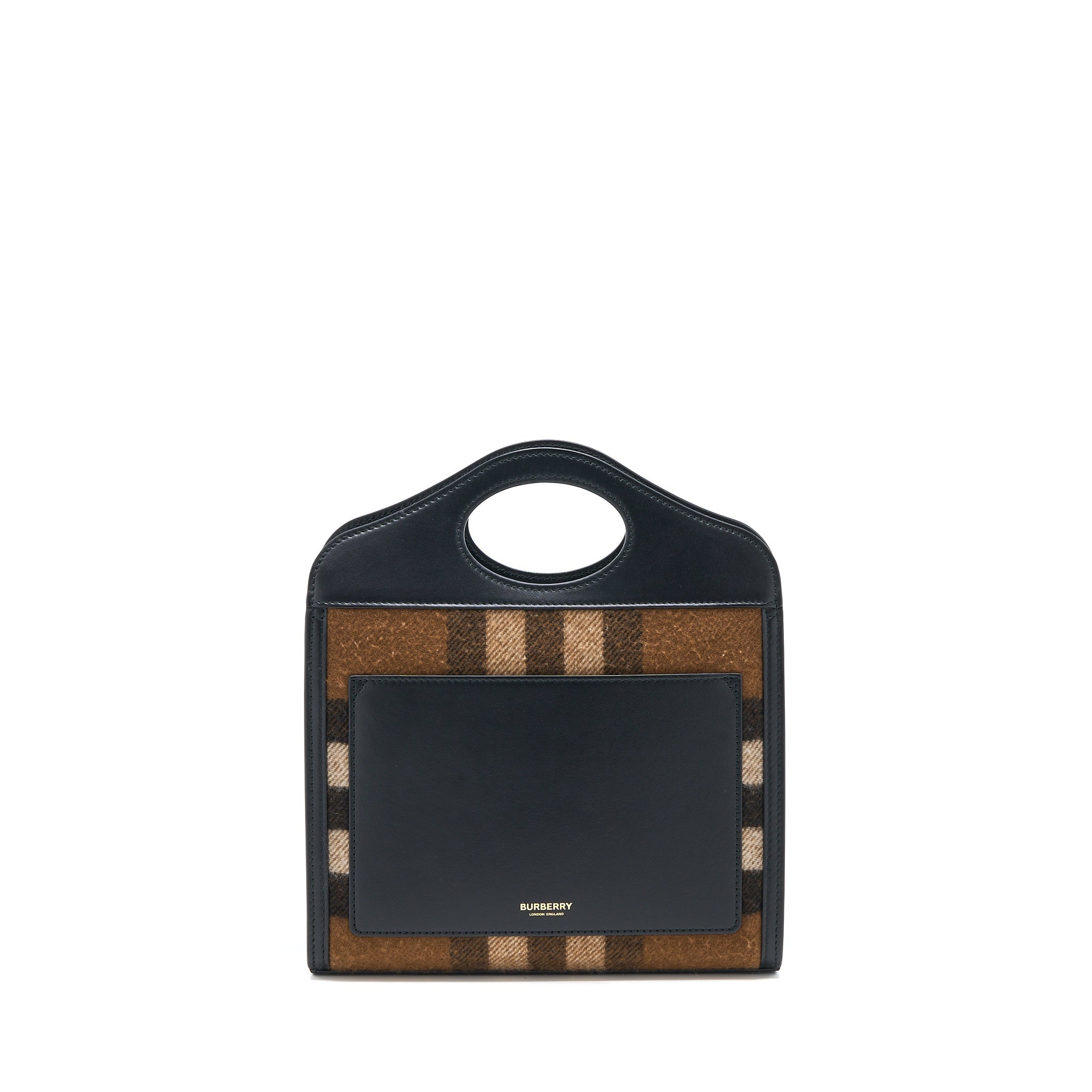 BURBERRY CHECK POCKET BAG CASHMERE/ LEATHER GHW