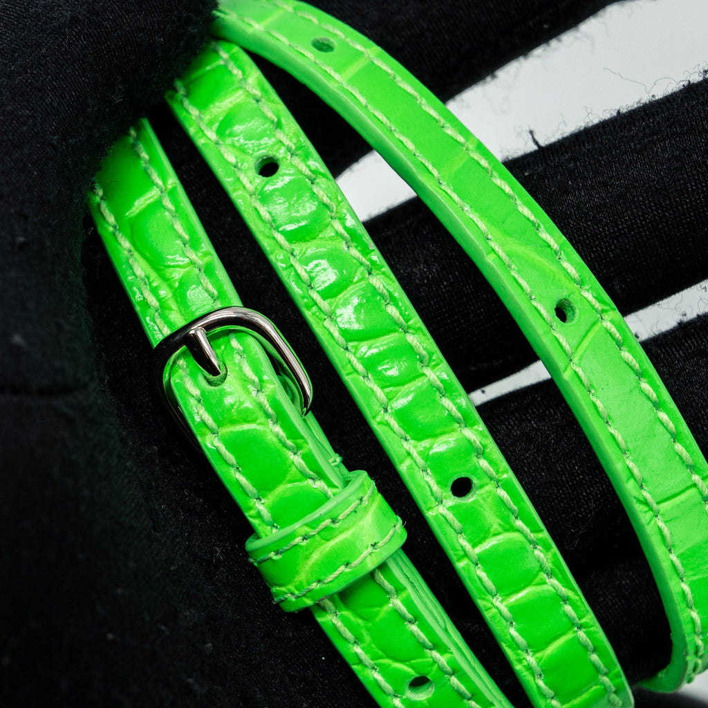 BALENCIAGA SHOPPING IPHONE HOLDER CROC-EMBOSSED LEATHER GREEN/BLACK SHW