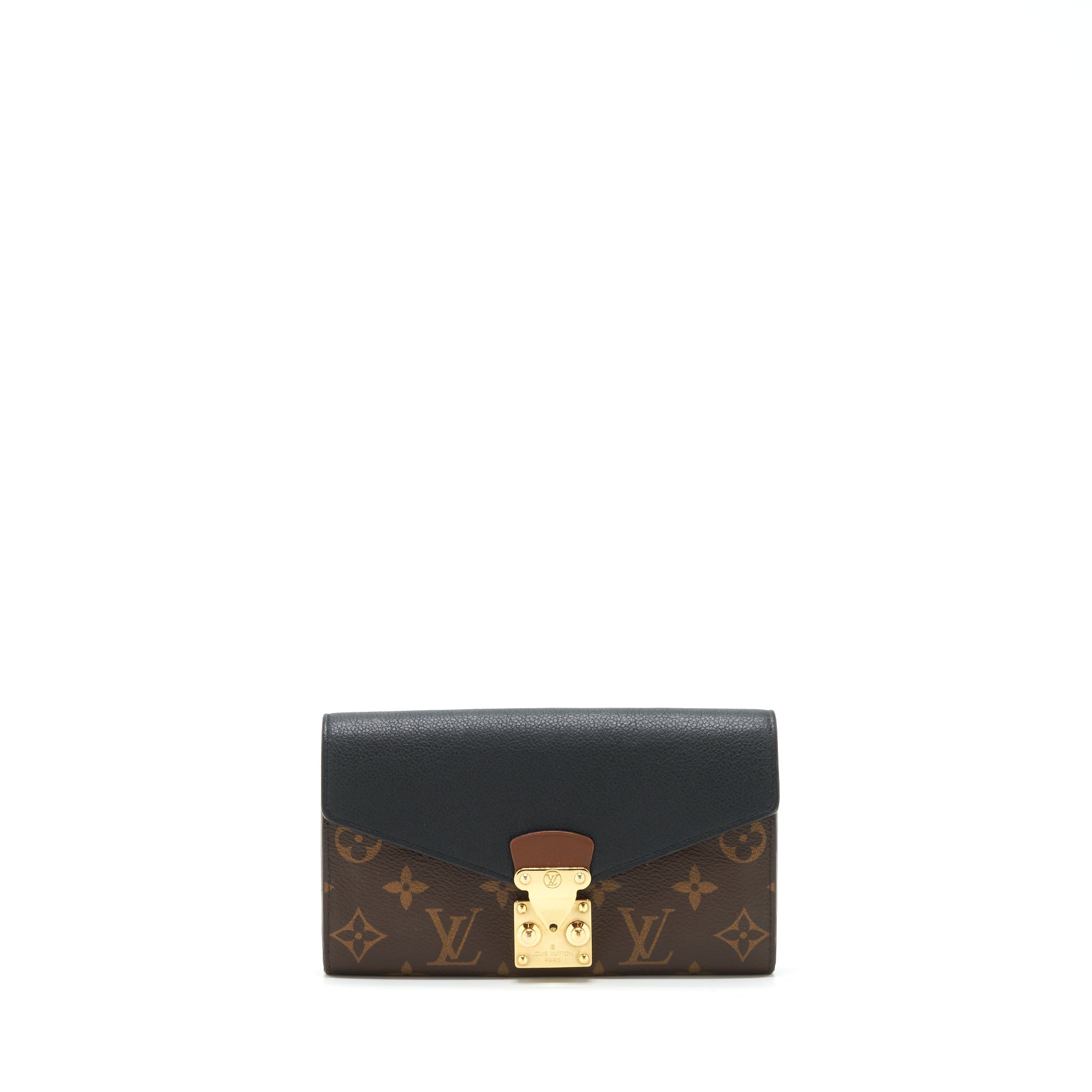 LOUIS VUITTON LONG WALLET BLACK/MONOGRAM CANVAS GHW