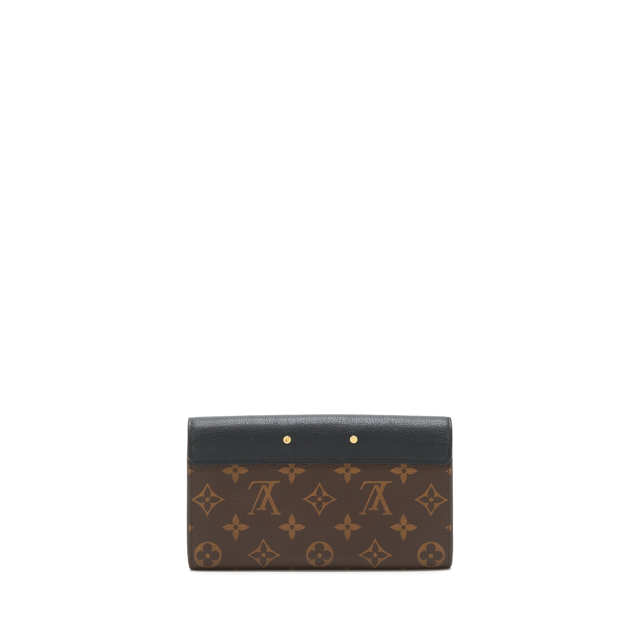LOUIS VUITTON LONG WALLET BLACK/MONOGRAM CANVAS GHW