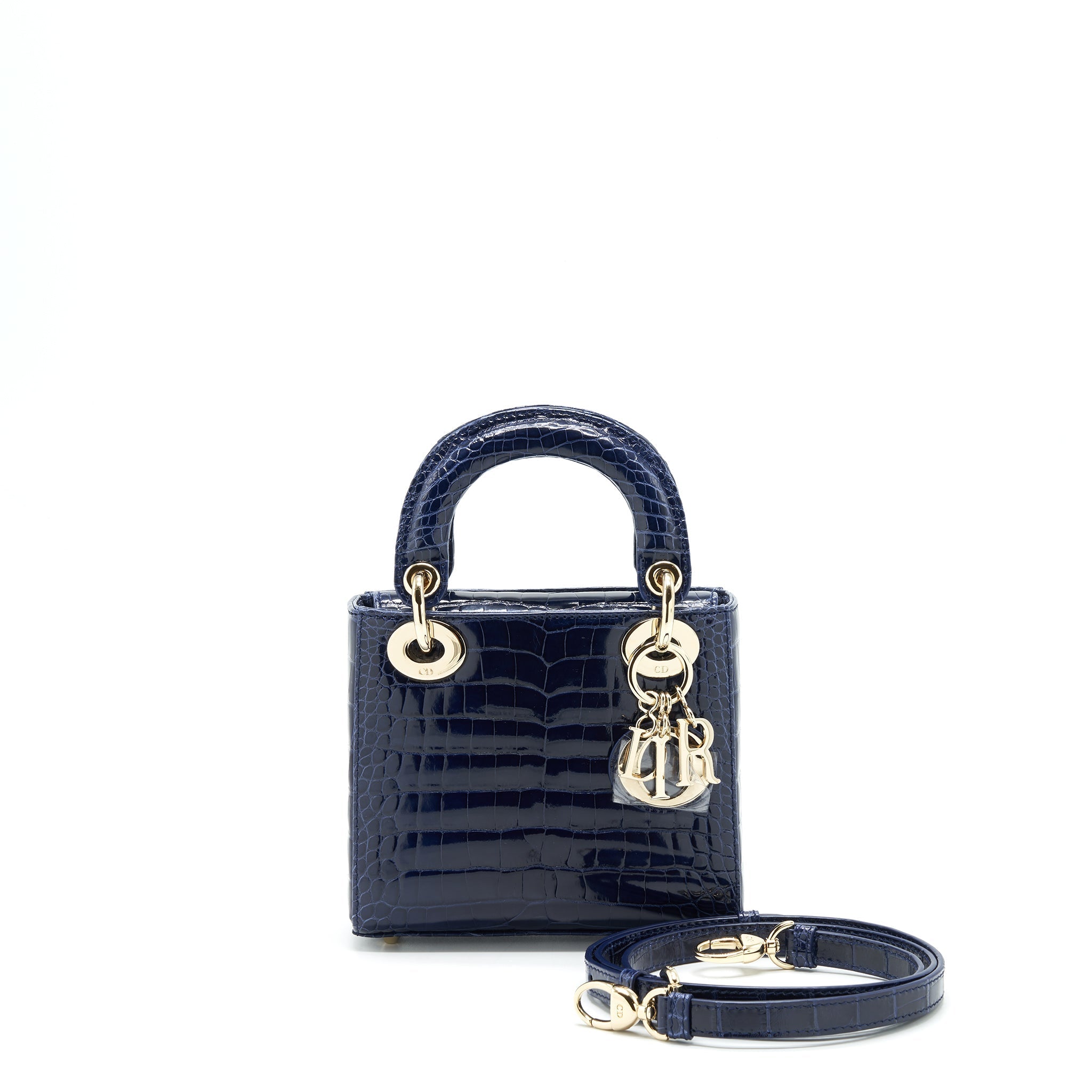 CHRISTIAN DIOR MINI LADY DIOR ALLIGATOR OIL BLUE LGHW