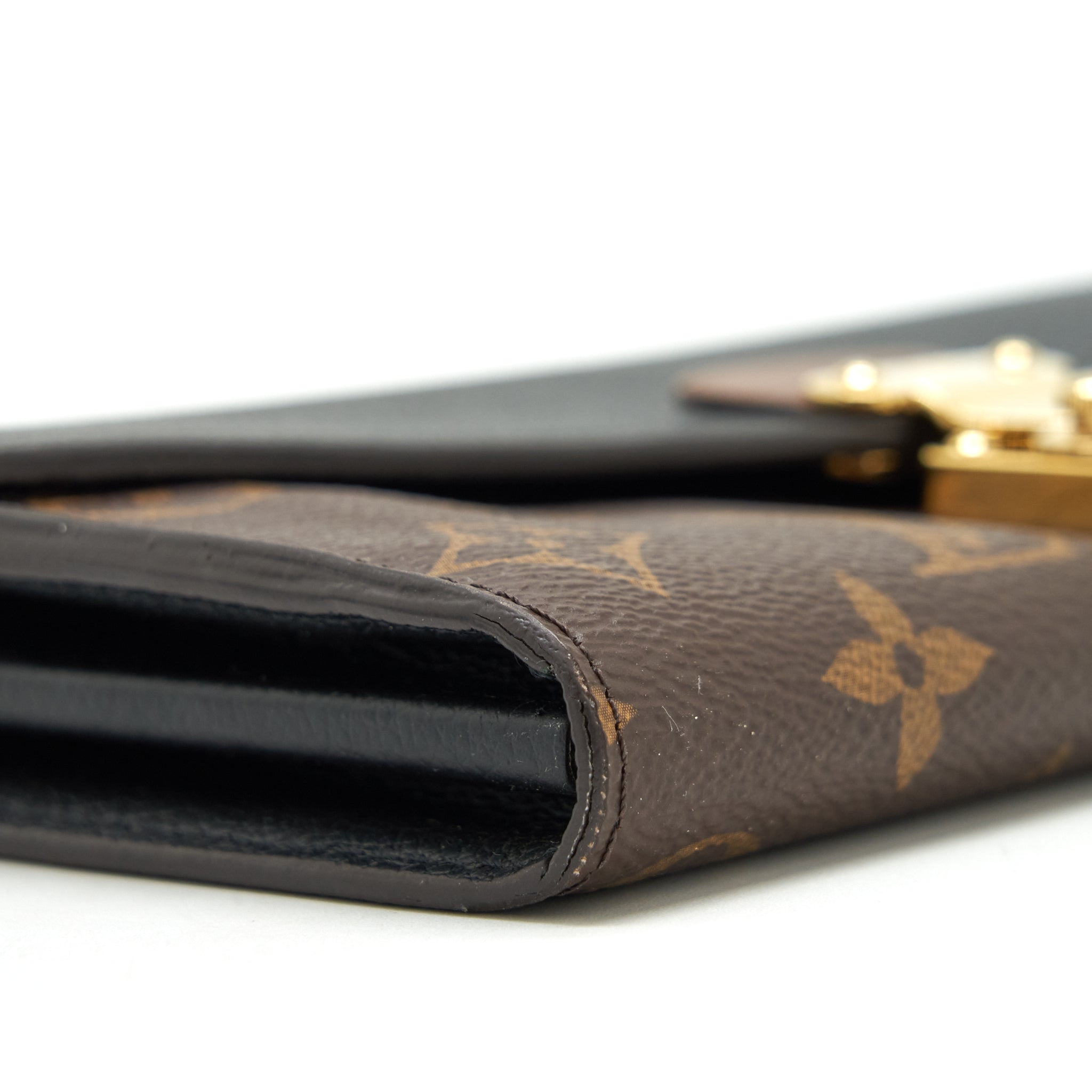 LOUIS VUITTON LONG WALLET BLACK/MONOGRAM CANVAS GHW