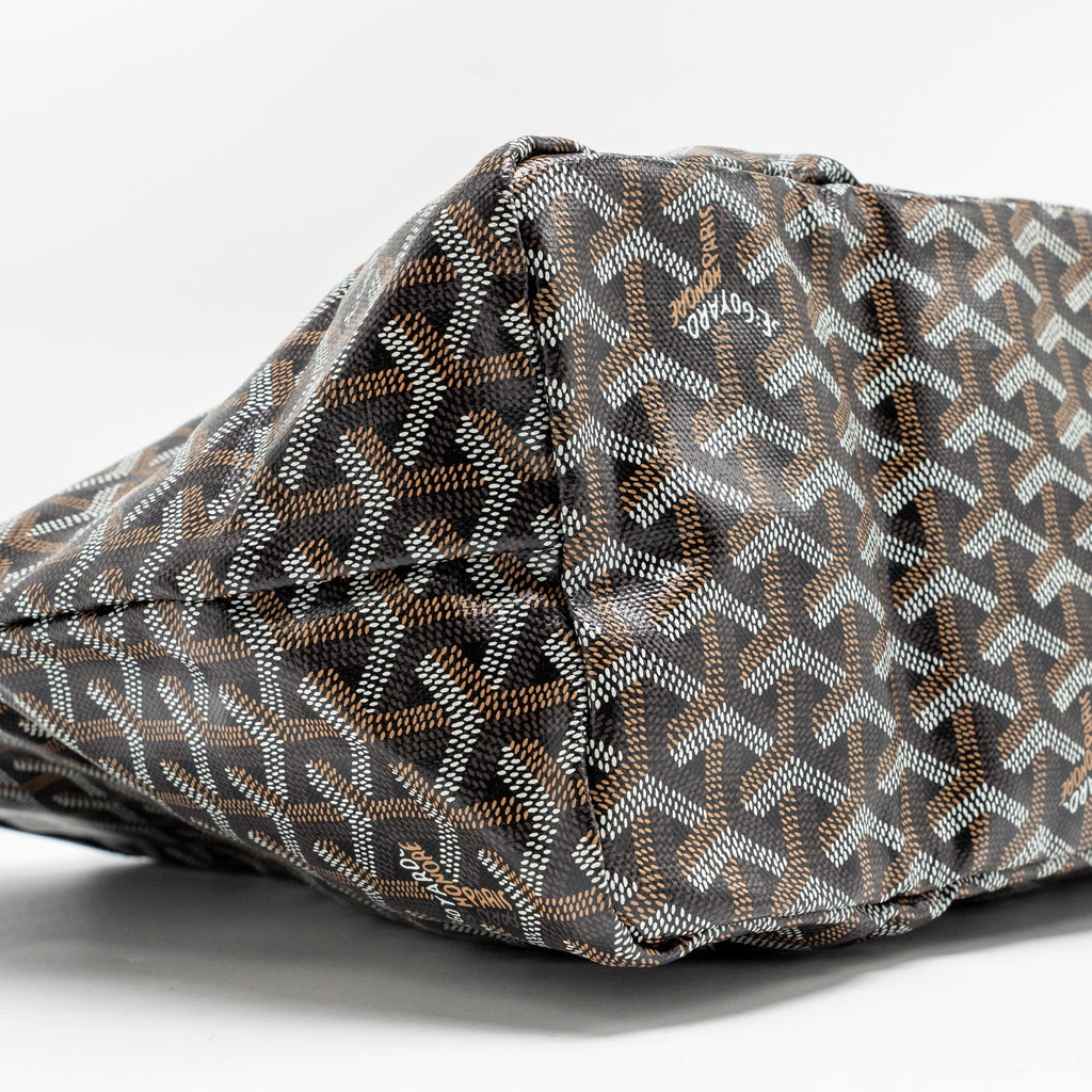 GOYARD SAINT LOUIS PM TOTE BAG GOYARDINE CANVAS/CALFSKIN BLACK SHW