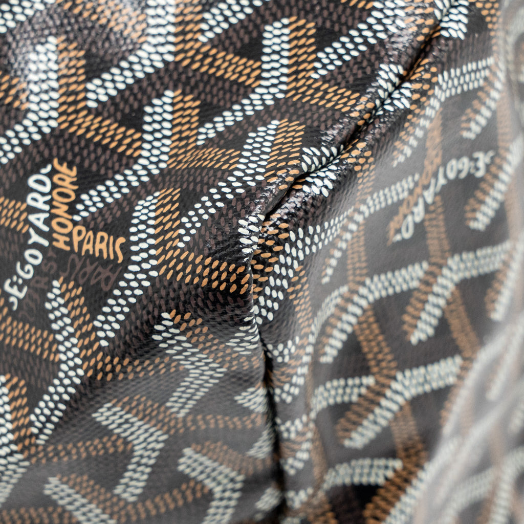 GOYARD SAINT LOUIS PM TOTE BAG GOYARDINE CANVAS/CALFSKIN BLACK SHW