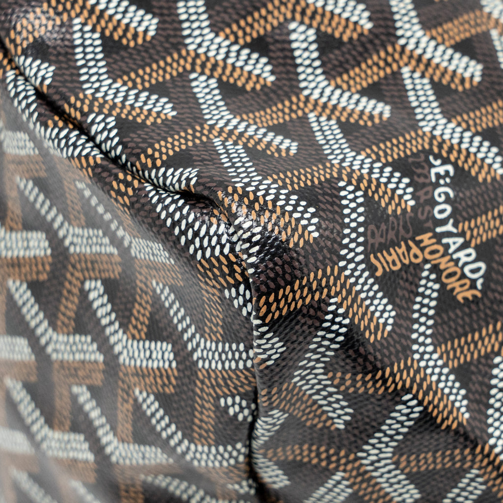 GOYARD SAINT LOUIS PM TOTE BAG GOYARDINE CANVAS/CALFSKIN BLACK SHW
