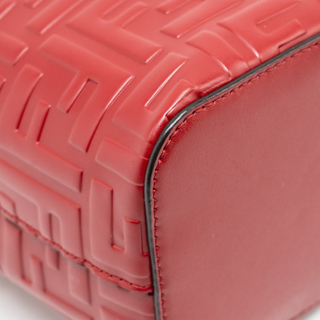 FENDI MON TRESOR MINI BUCKET BAG LEATHER RED SHW
