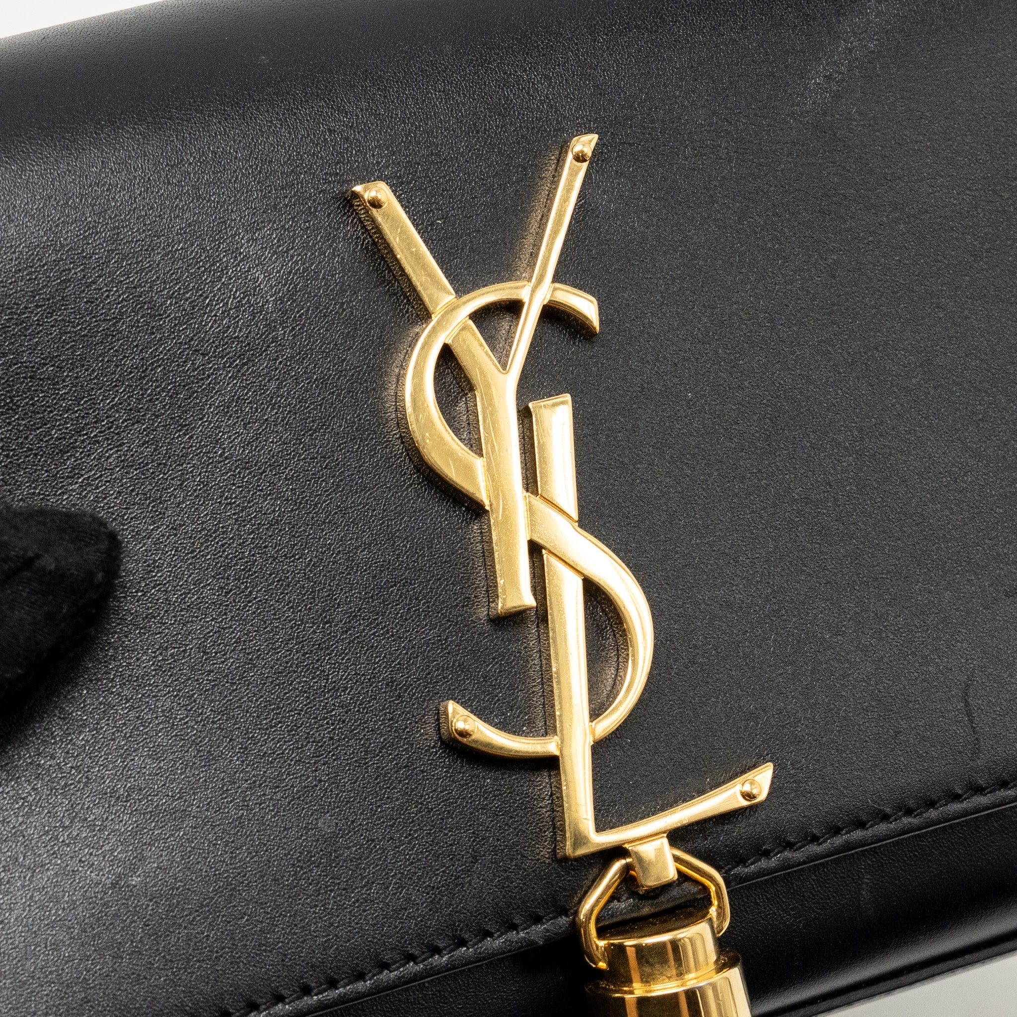 SAINT LAURENT/YSL MINI KATE TASSEL BAG CALFSKIN BLACK GHW