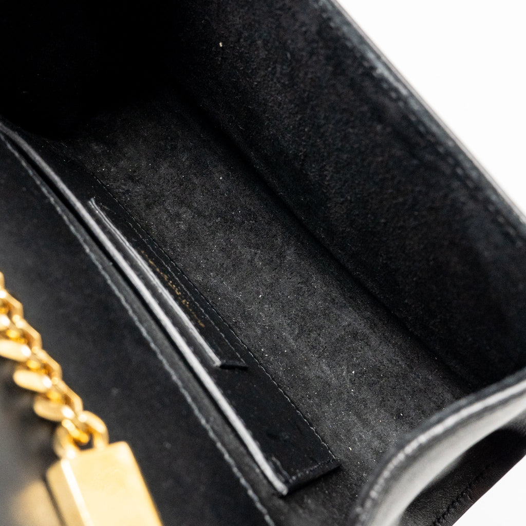 SAINT LAURENT/YSL MINI KATE TASSEL BAG CALFSKIN BLACK GHW
