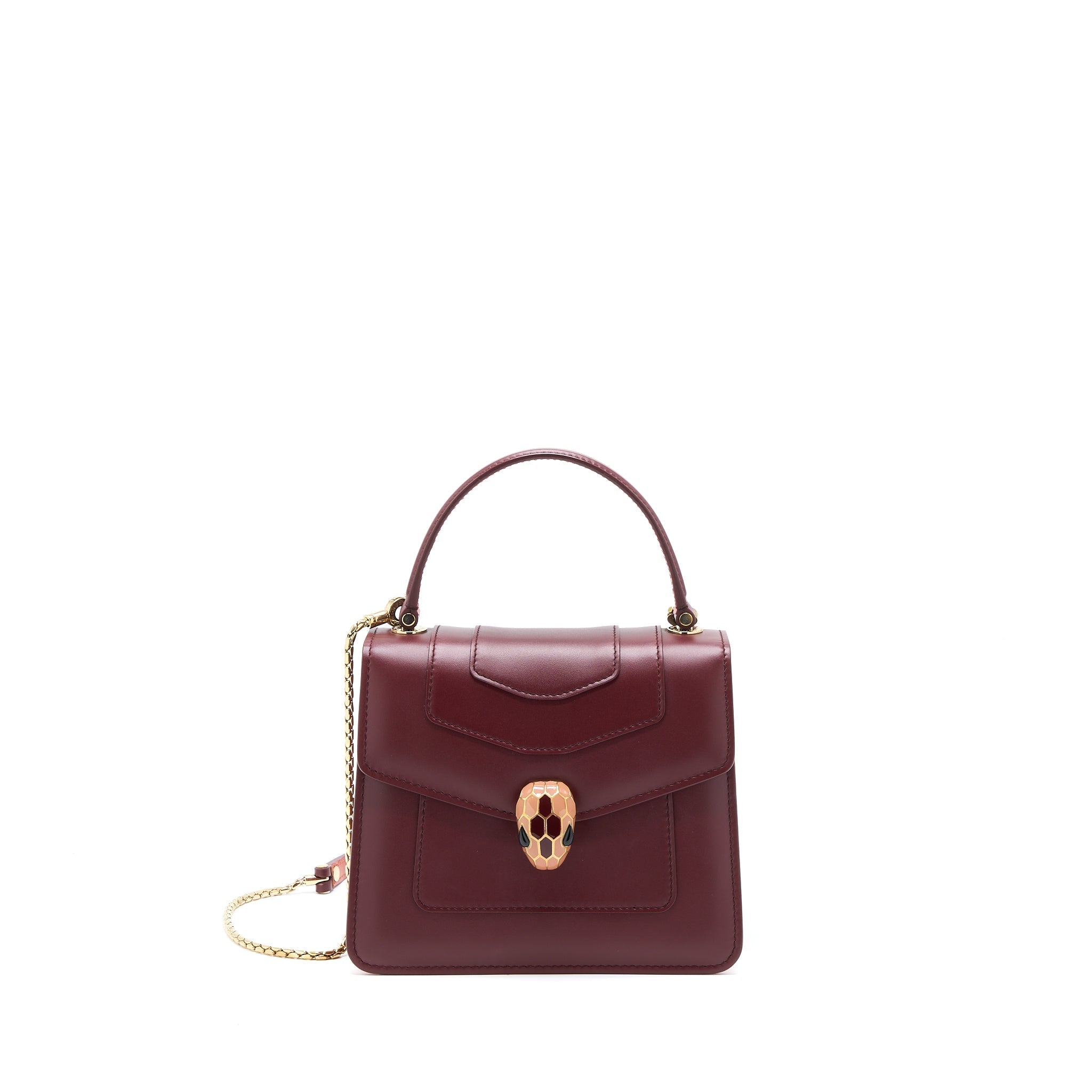 BVLGARI SERPENTI FOREVER TOP HANDLE BAG CALFSKIN RED