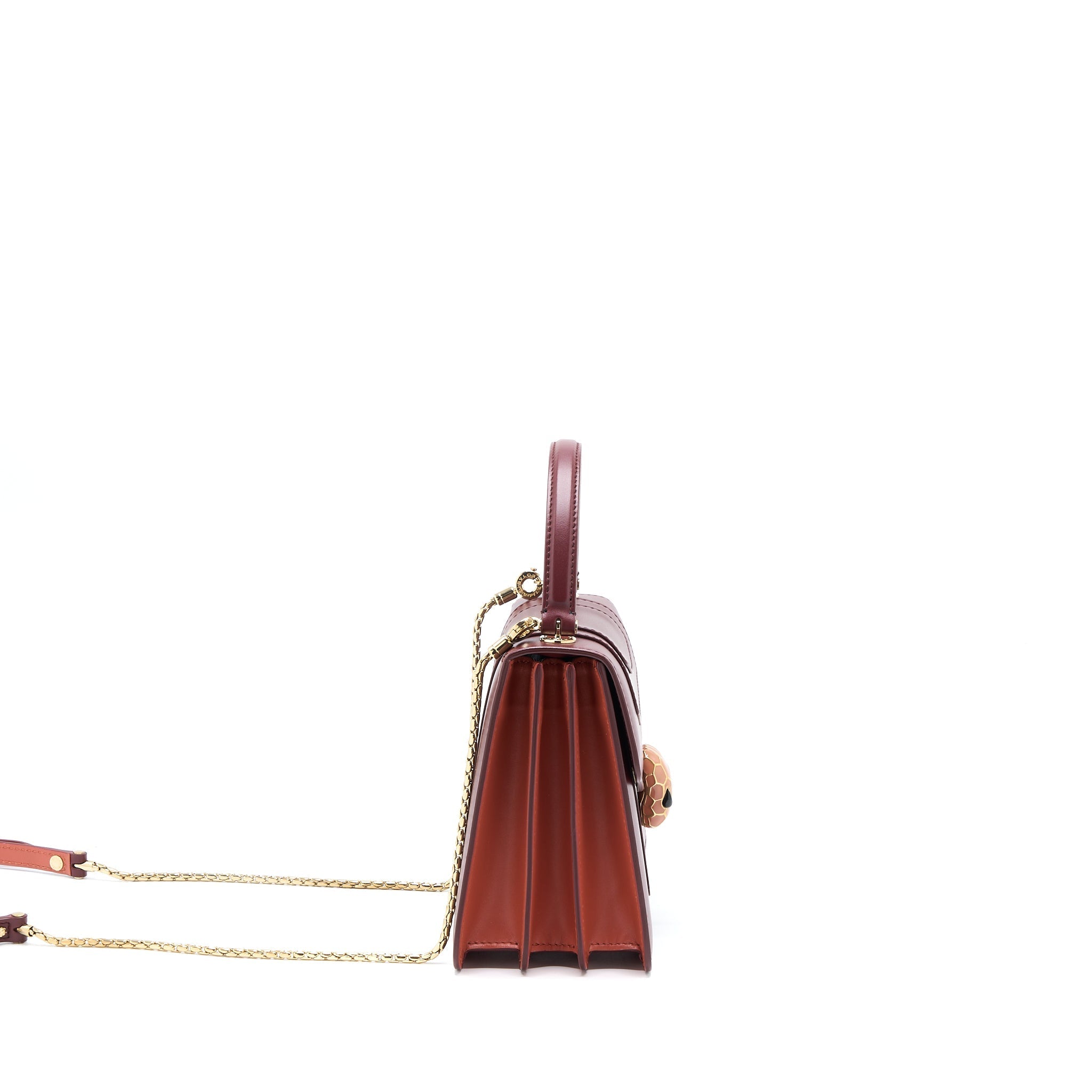BVLGARI SERPENTI FOREVER TOP HANDLE BAG CALFSKIN RED