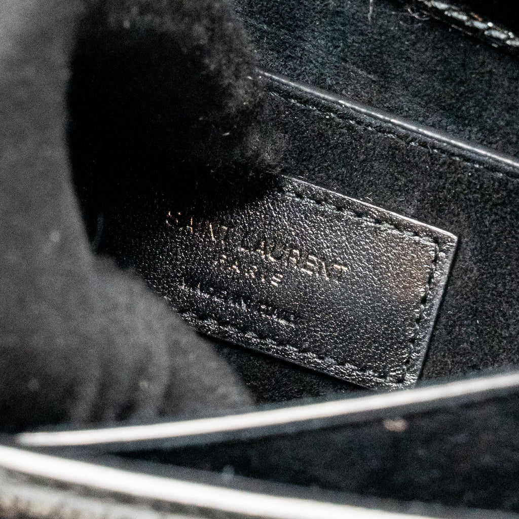 SAINT LAURENT/YSL SUNSET MEDIUM CROCODILE-EMBOSSED CALFSKIN SO BLACK