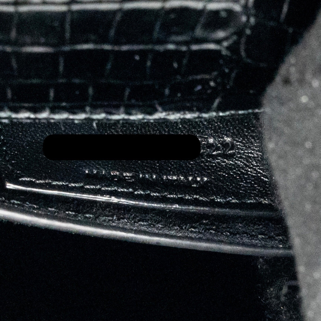 SAINT LAURENT/YSL SUNSET MEDIUM CROCODILE-EMBOSSED CALFSKIN SO BLACK