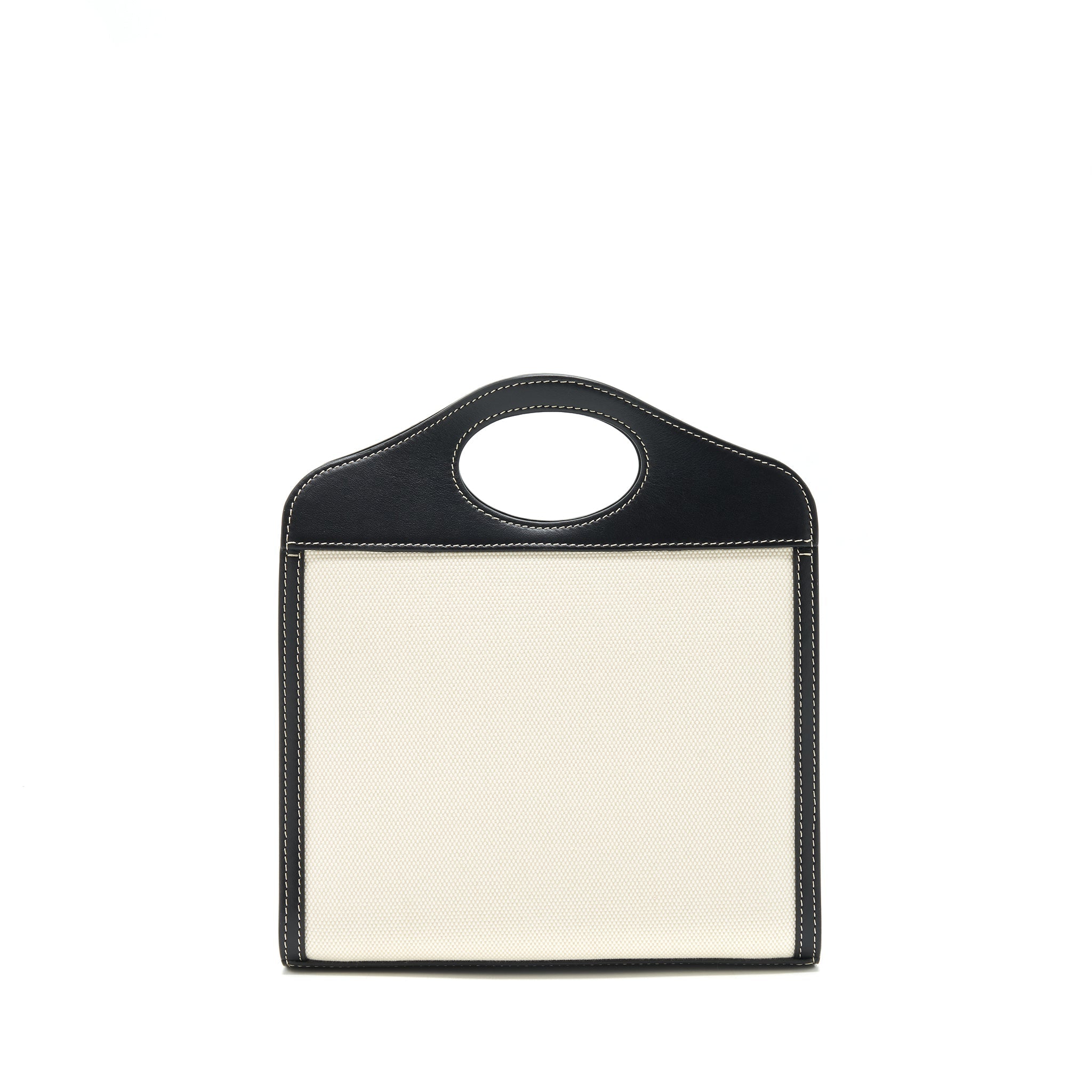 BURBERRY MINI TWO-TONE CANVAS/LEATHER POCKET BAG