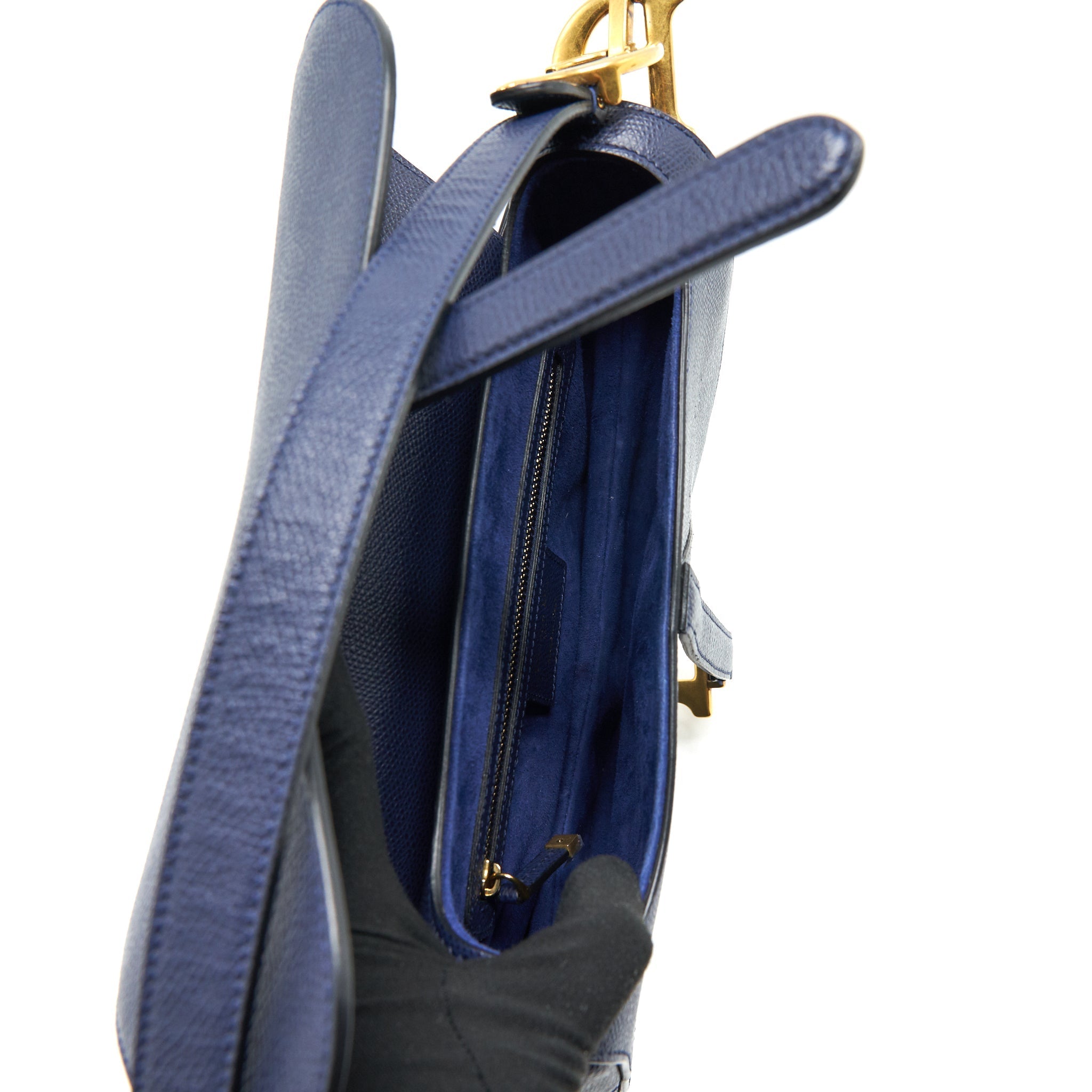 CHRISTIAN DIOR MEDIUM SADDLE BAG INDIGO BLUE