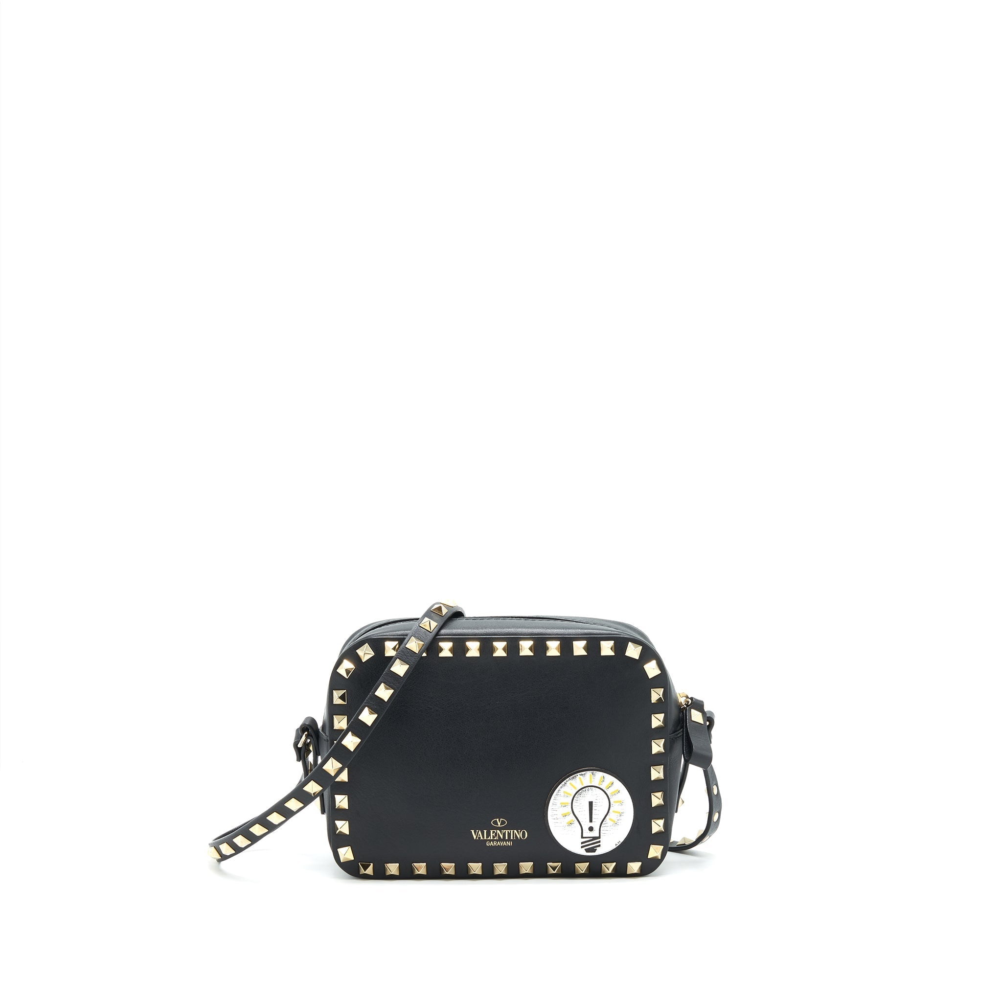 VALENTINO ROCKSTUD CROSSBODY CAMERA BAG BLACK
