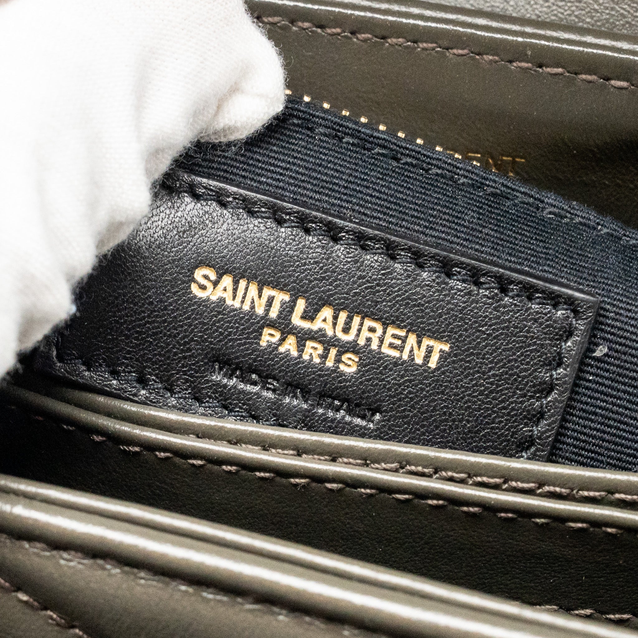 SAINT LAURENT/YSL MINI TOY LOULOU STRAP BAG CALFSKIN DARK GREEN GHW