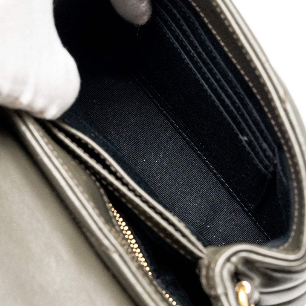 SAINT LAURENT/YSL MINI TOY LOULOU STRAP BAG CALFSKIN DARK GREEN GHW