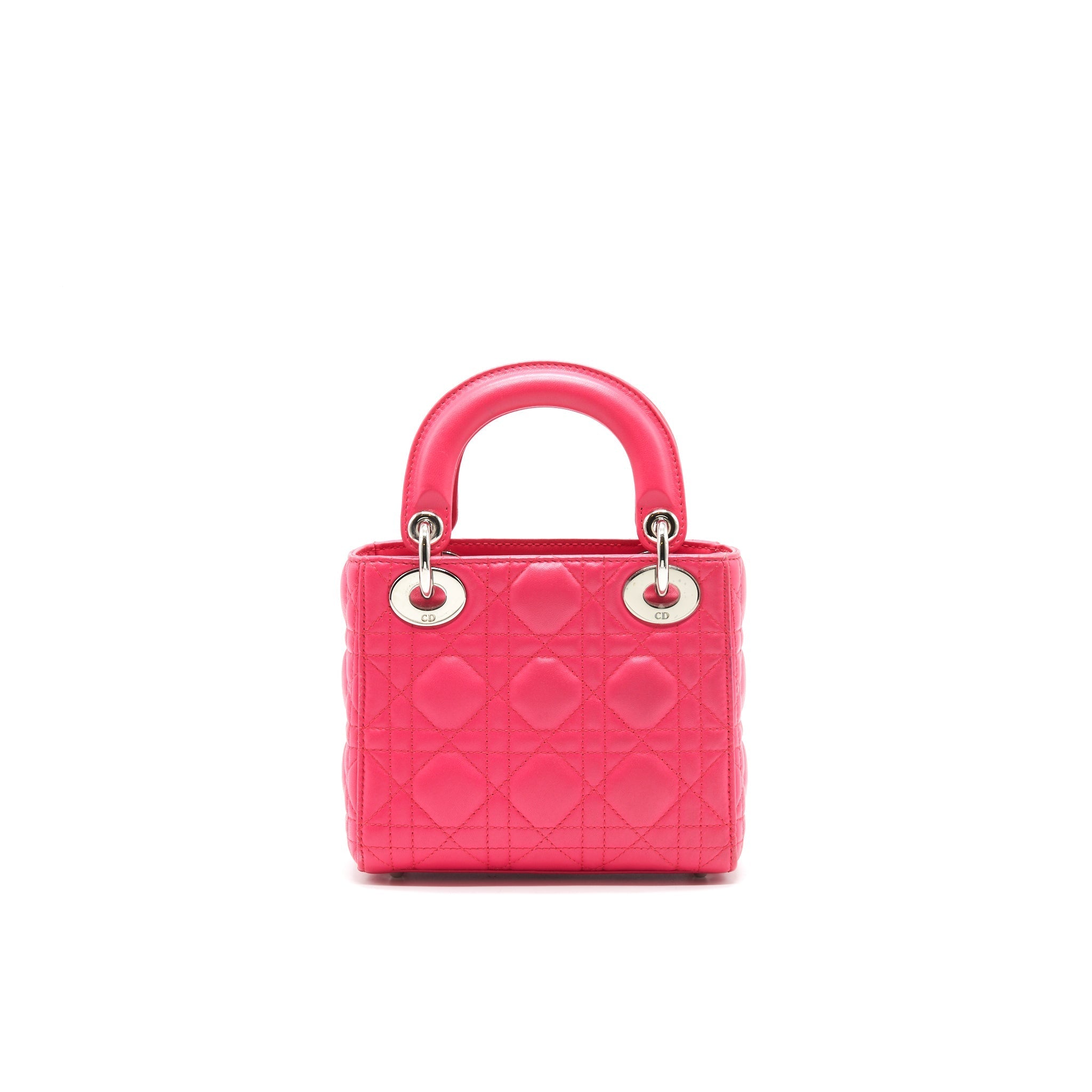 CHRISTIAN DIOR MINI LADY DIOR LAMBSKIN HOT PINK WITH SHW
