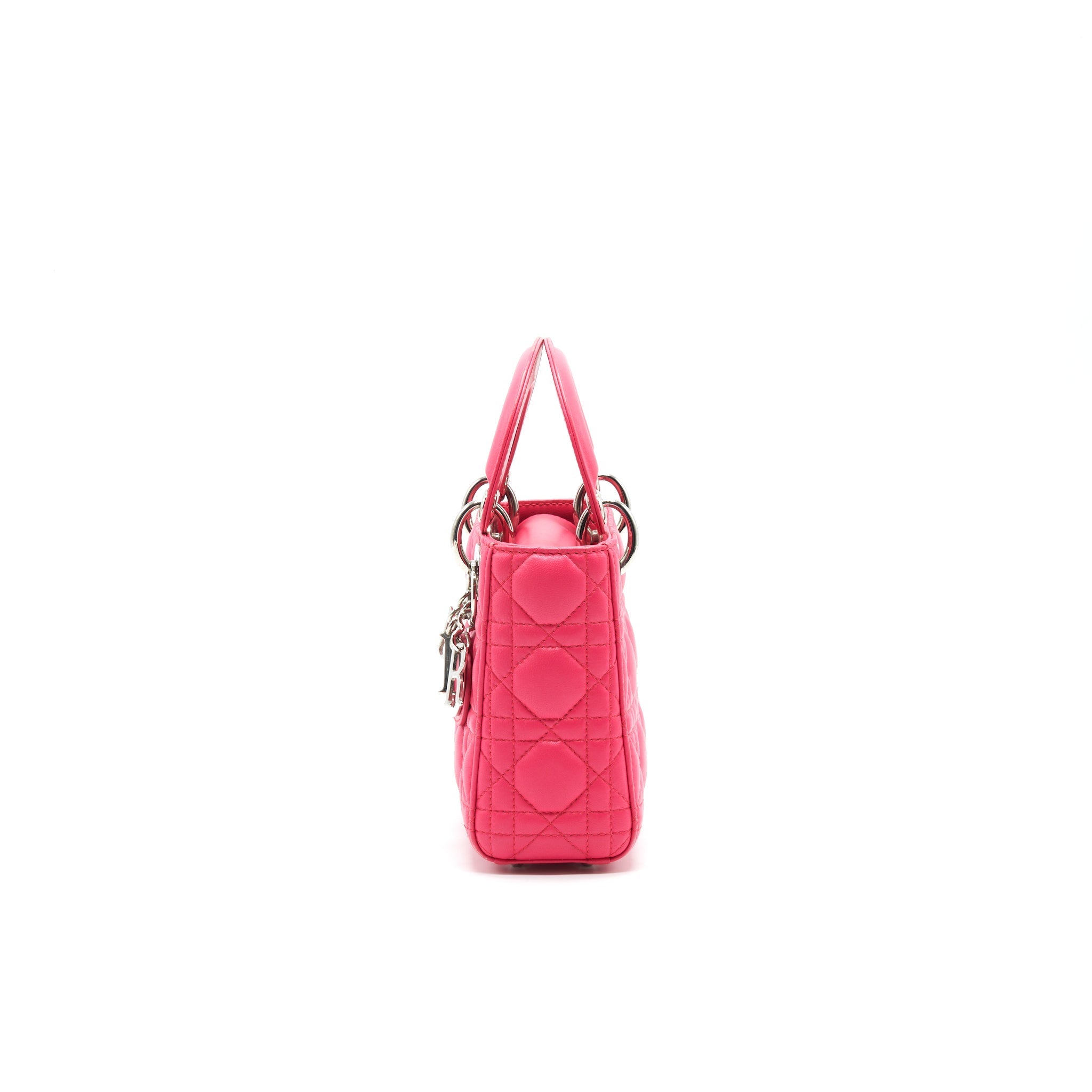 CHRISTIAN DIOR MINI LADY DIOR LAMBSKIN HOT PINK WITH SHW