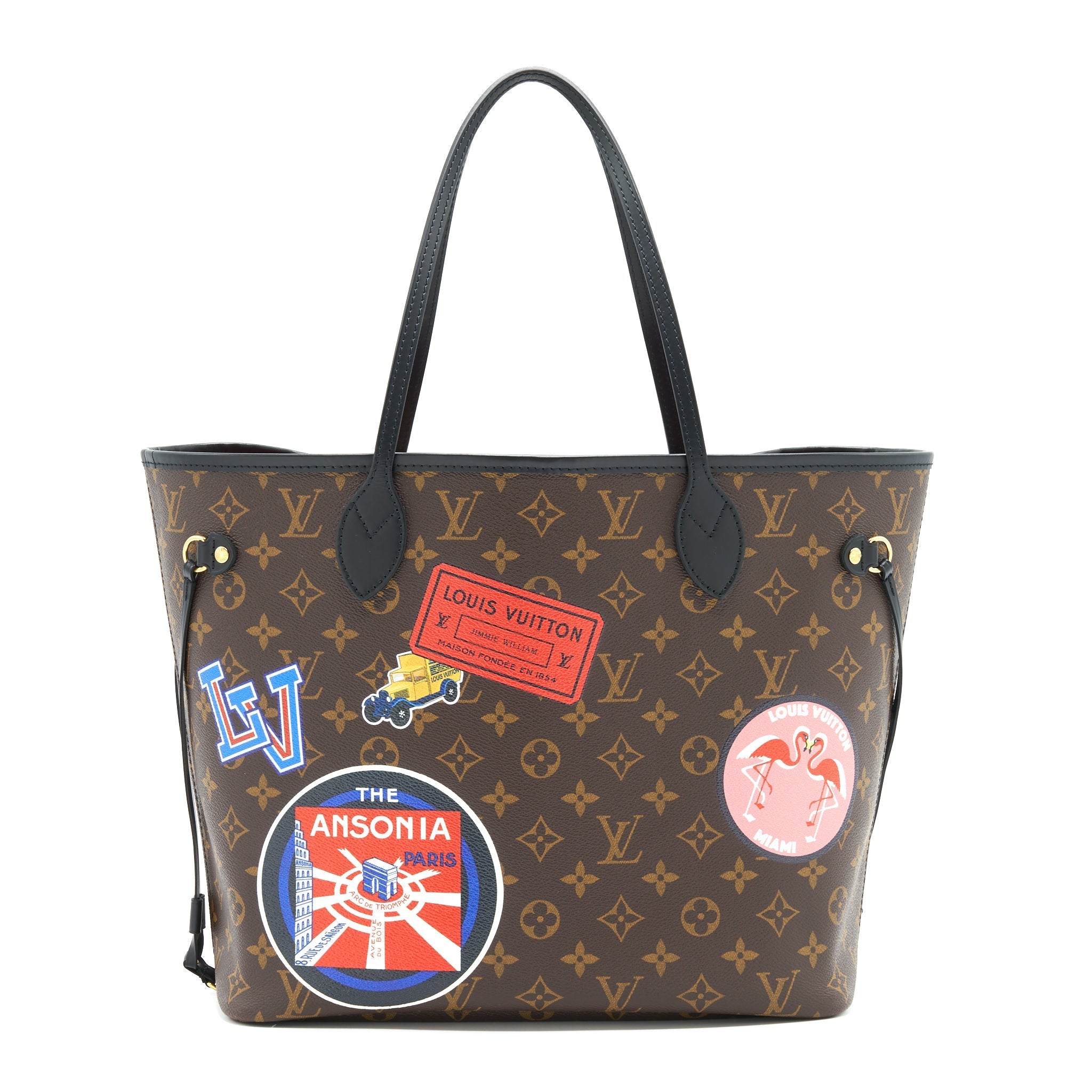 LOUIS VUITTON NEVERFULL MM MY LV WORLD TOUR MONOGRAM CANVAS/ BLACK