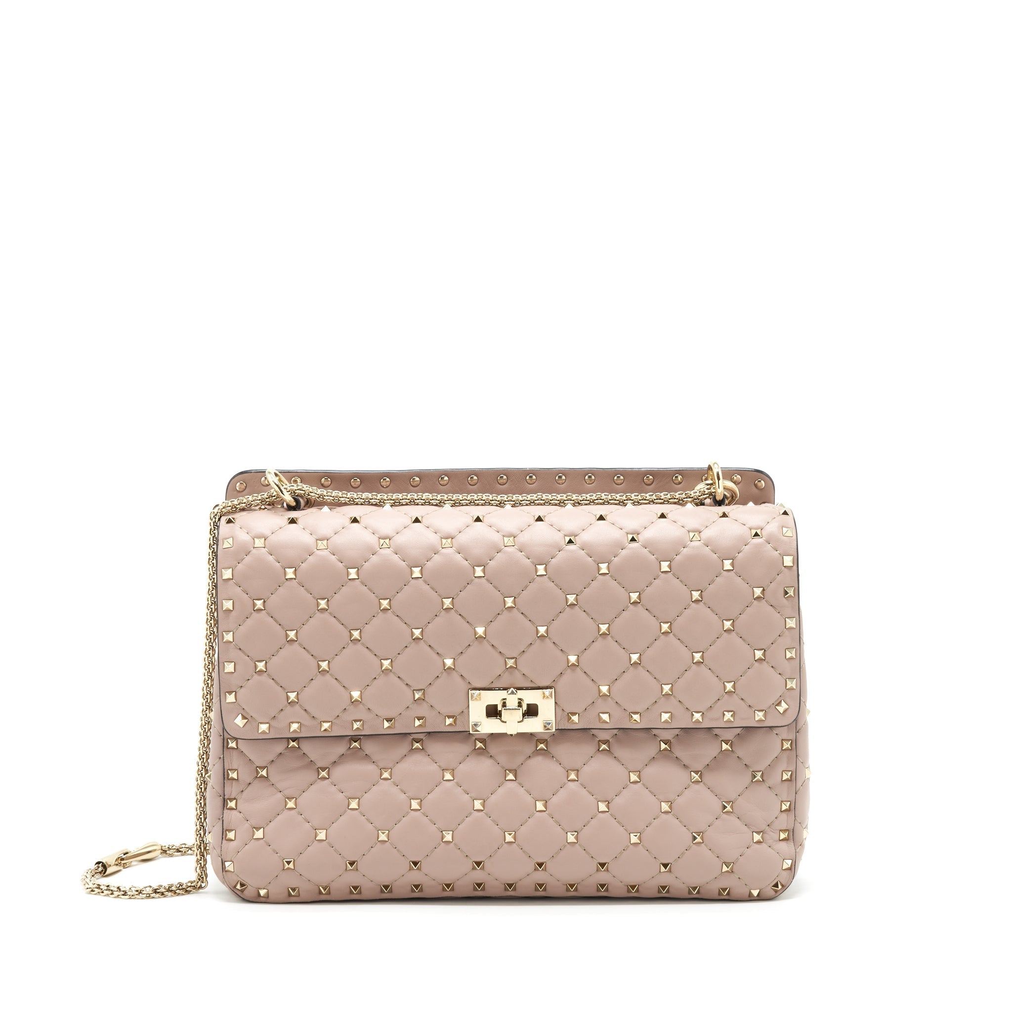 VALENTINO ROCKSTUD SPIKE NAPPA LEATHER CROSSBODY BAGS POUDRE