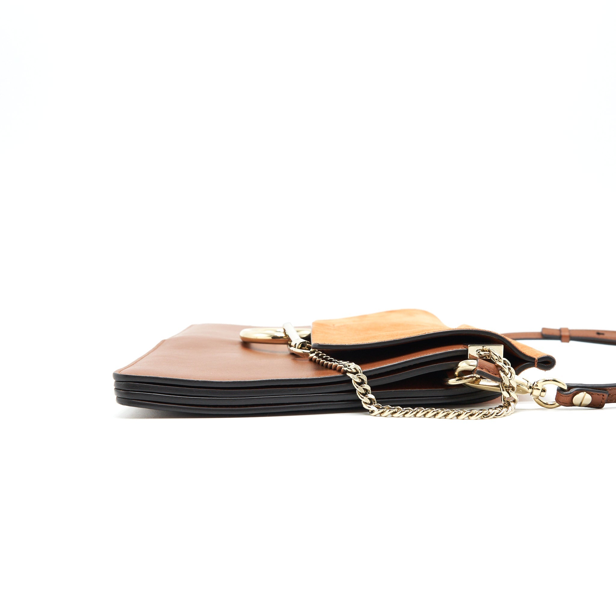 CHLOE FAYE SHOULDER BAG IN SUEDE LEATHER AND CALFSKIN BROWN