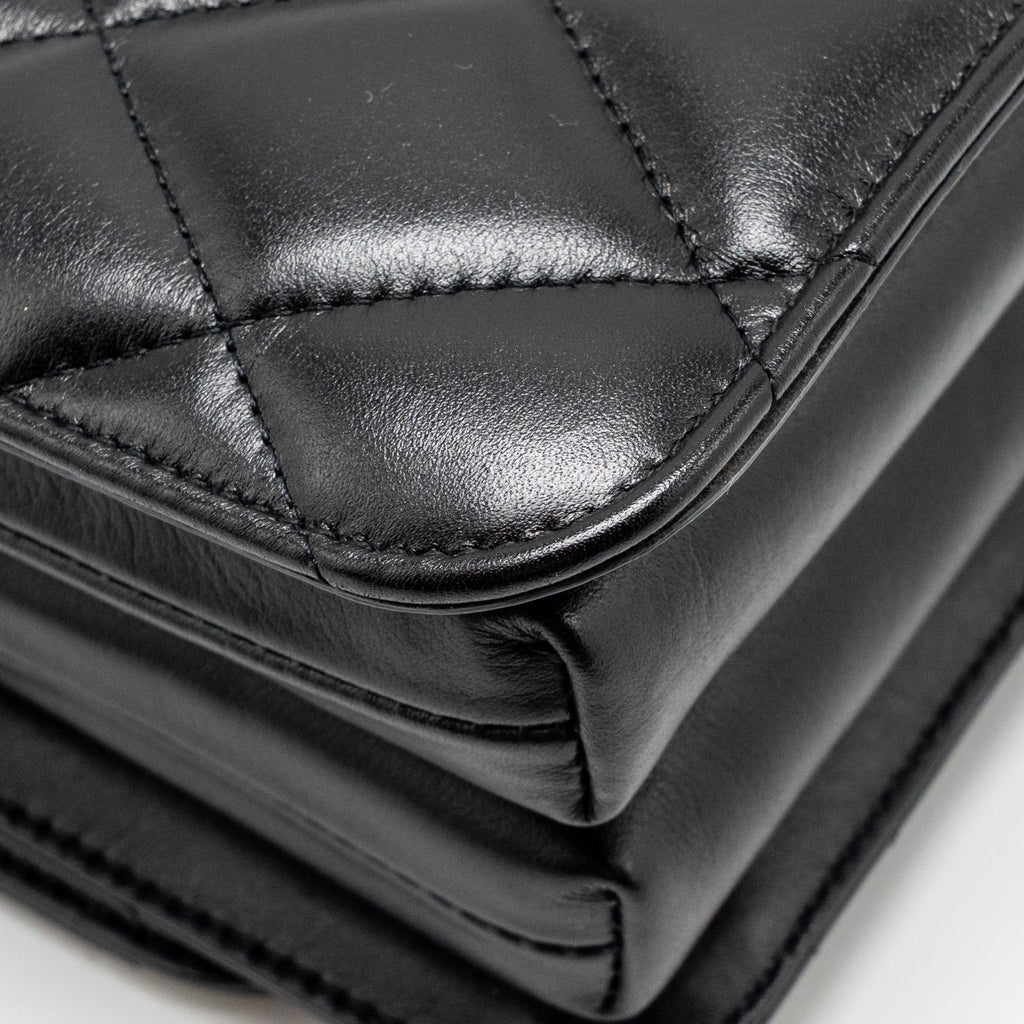 BALENCIAGA B. SHOULDER BAG QUILTED CALFSKIN BLACK RUTHENIUM HARDWARE