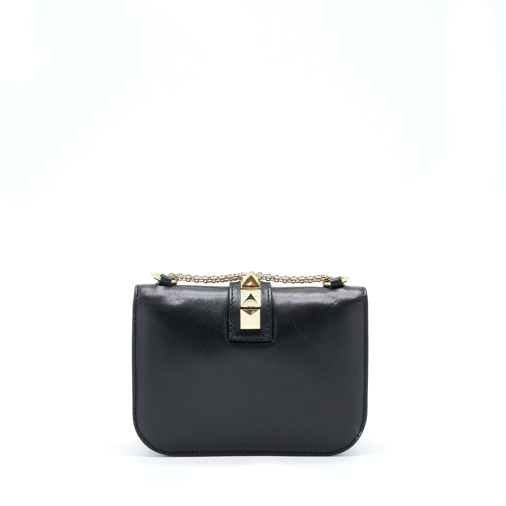 VALENTINO SMALL ROCKSTUD CROSSBODY BAG WITH CHAIN BLACK LGHW