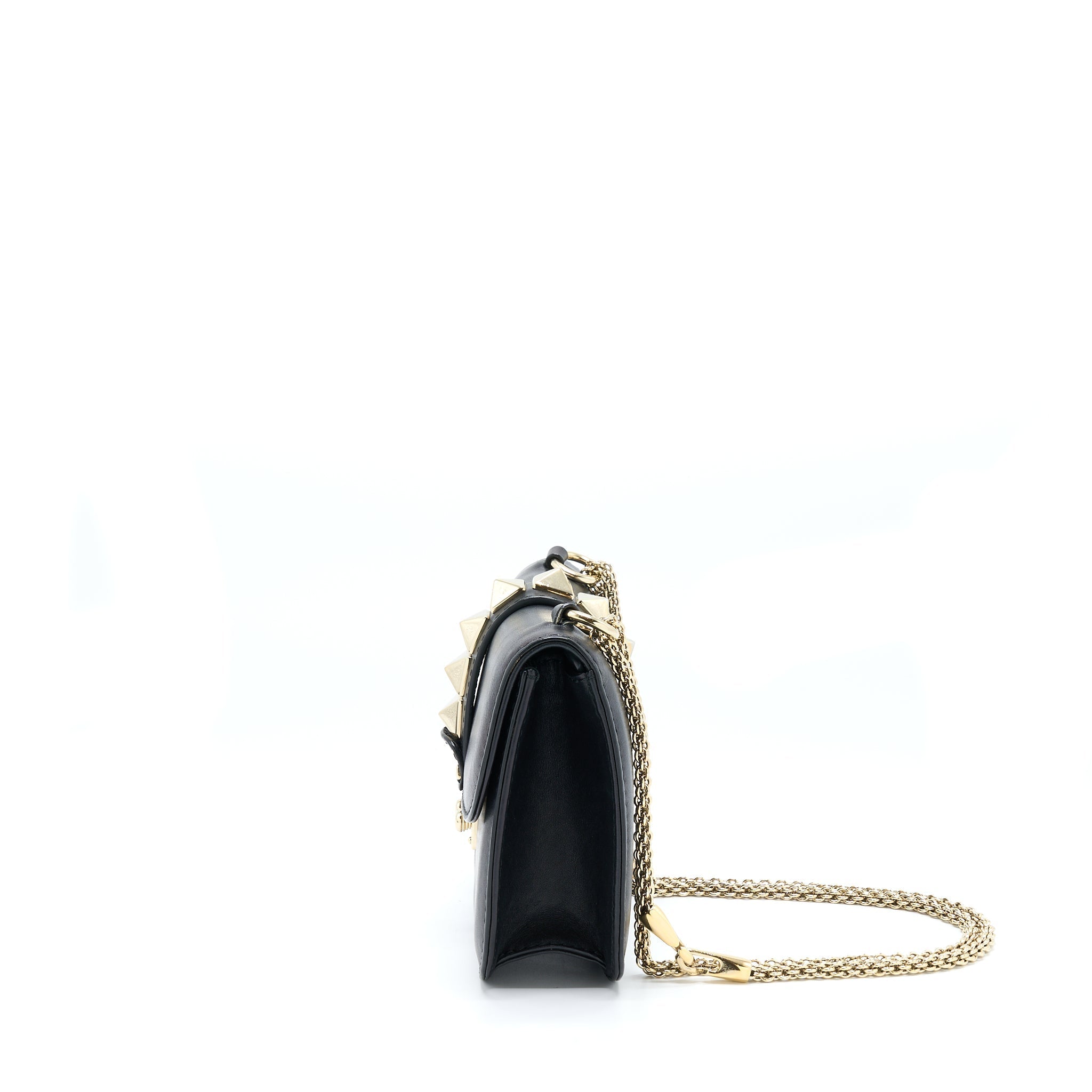 VALENTINO SMALL ROCKSTUD CROSSBODY BAG WITH CHAIN BLACK LGHW