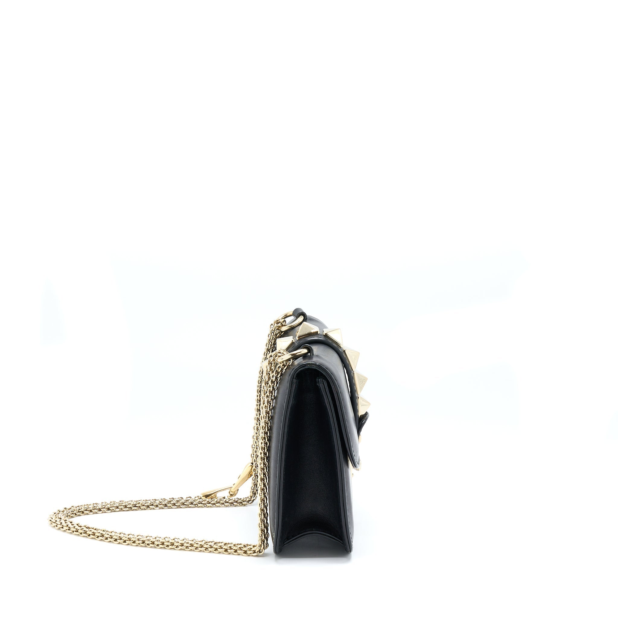 VALENTINO SMALL ROCKSTUD CROSSBODY BAG WITH CHAIN BLACK LGHW