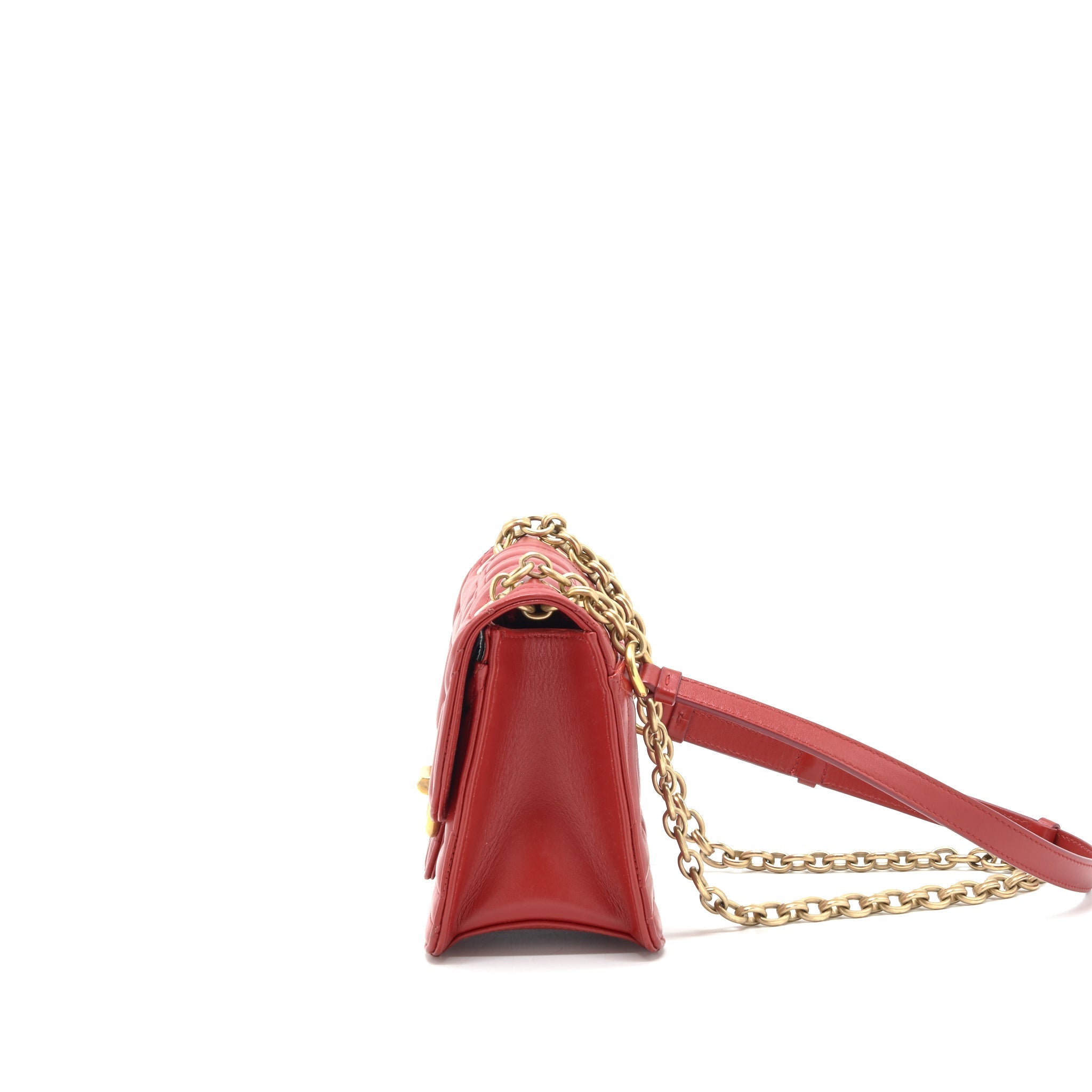 SALVATORE FERRAGAMO GANCINI FLAP BAG CALFSKIN RED GHW