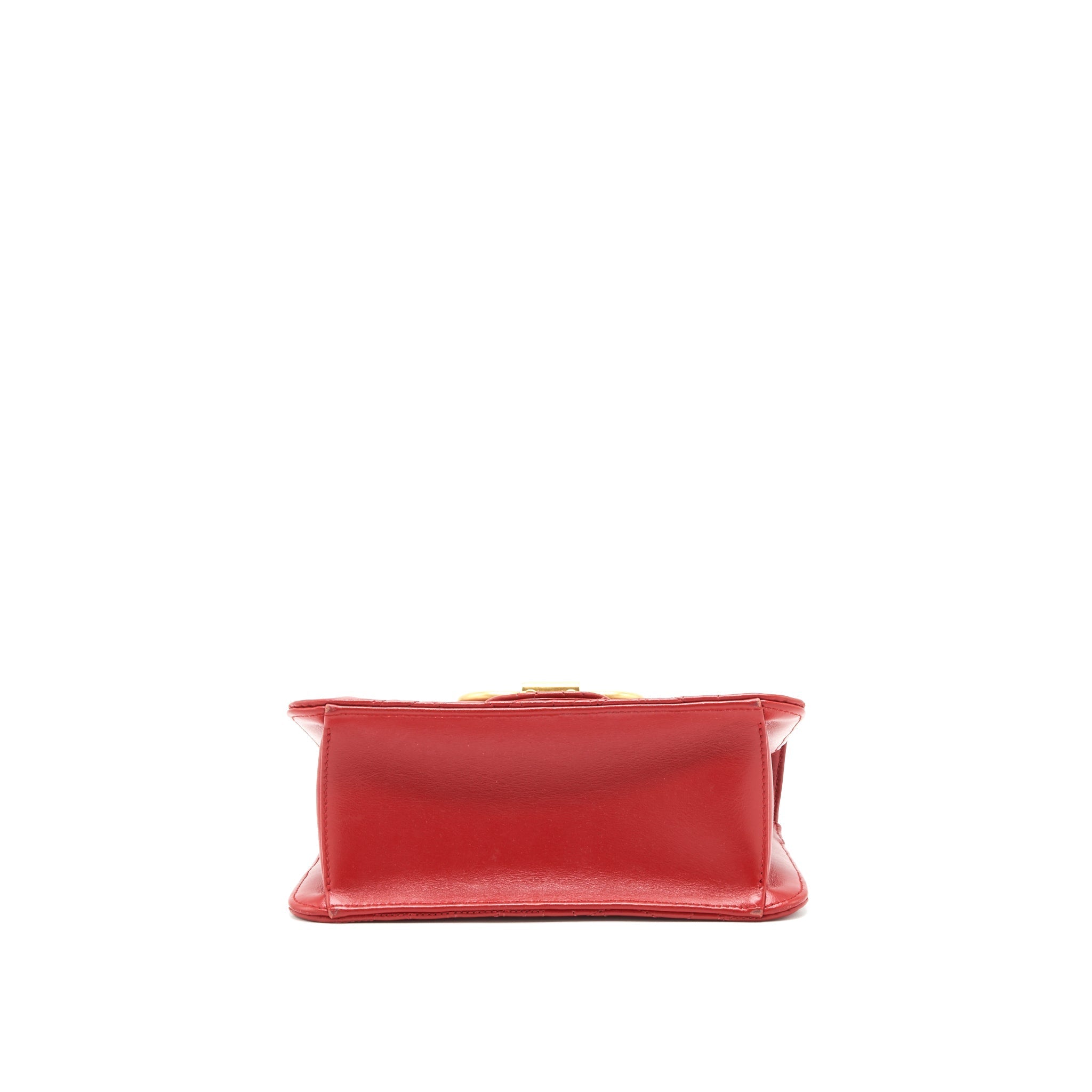 SALVATORE FERRAGAMO GANCINI FLAP BAG CALFSKIN RED GHW