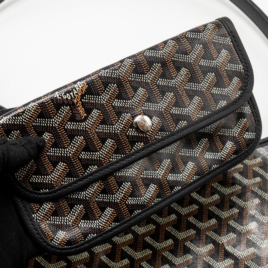 GOYARD BOHEME HOBO BAG GOYARDINE CANVAS/CALFSKIN BLACK SHW
