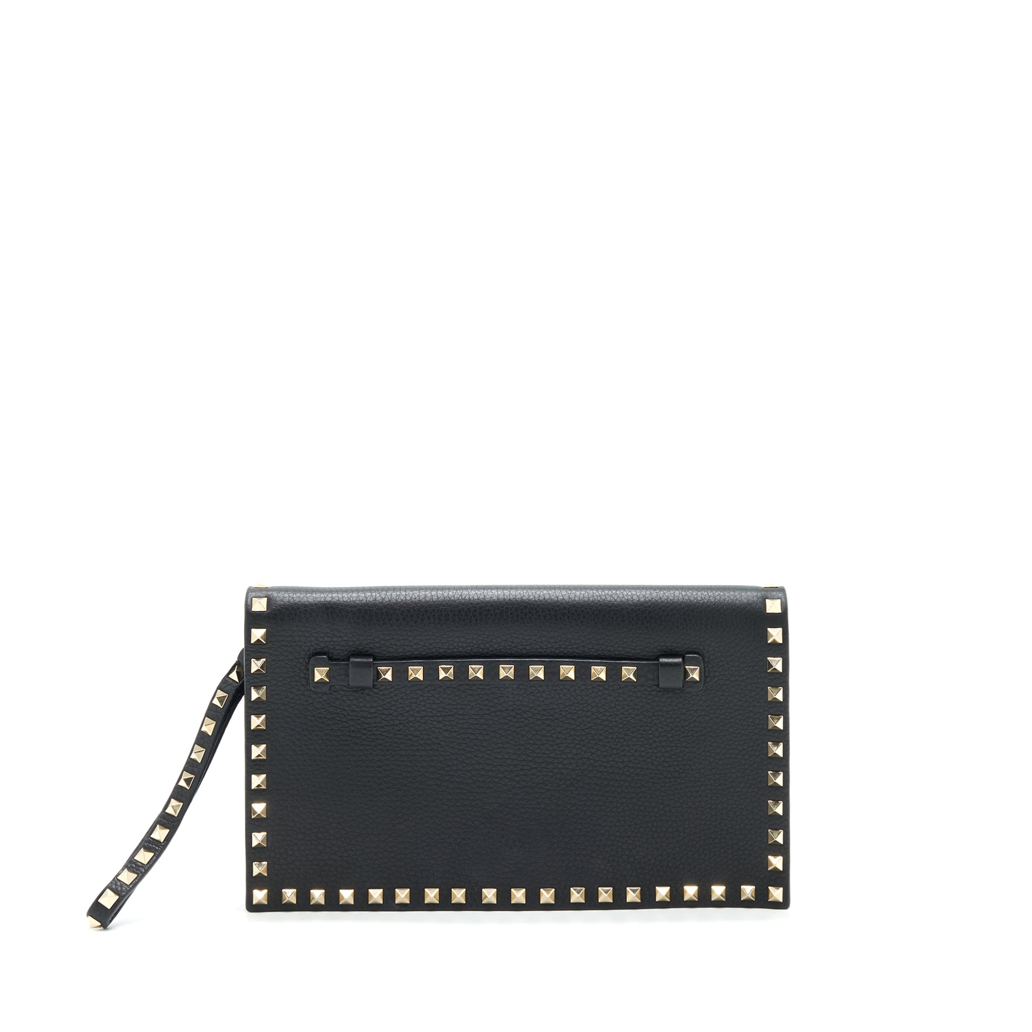 VALENTINO GARAVANI ROCKSTUD LEATHER CLUTCH BLACK