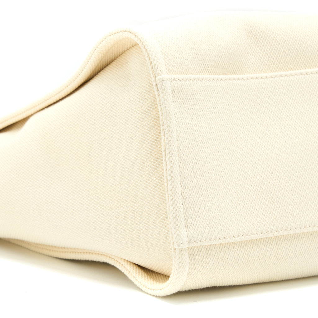 CHANEL DEAUVILLE TOTE BAG FABRIC/LEATHER CREAMY WHITE/BEIGE GHW