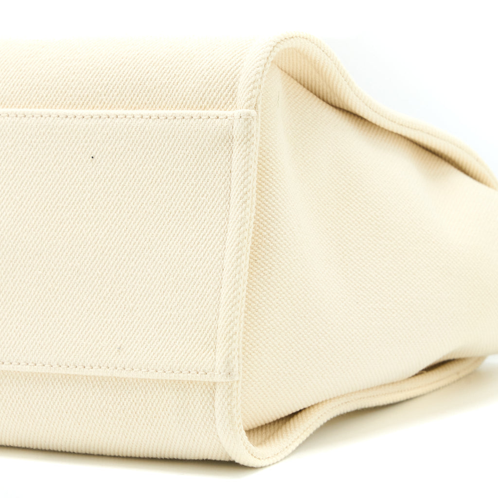 CHANEL DEAUVILLE TOTE BAG FABRIC/LEATHER CREAMY WHITE/BEIGE GHW