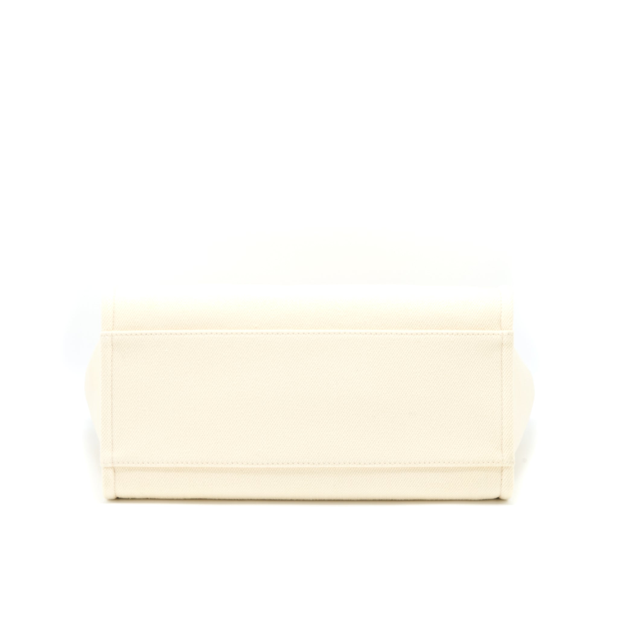 CHANEL DEAUVILLE TOTE BAG FABRIC/LEATHER CREAMY WHITE/BEIGE GHW