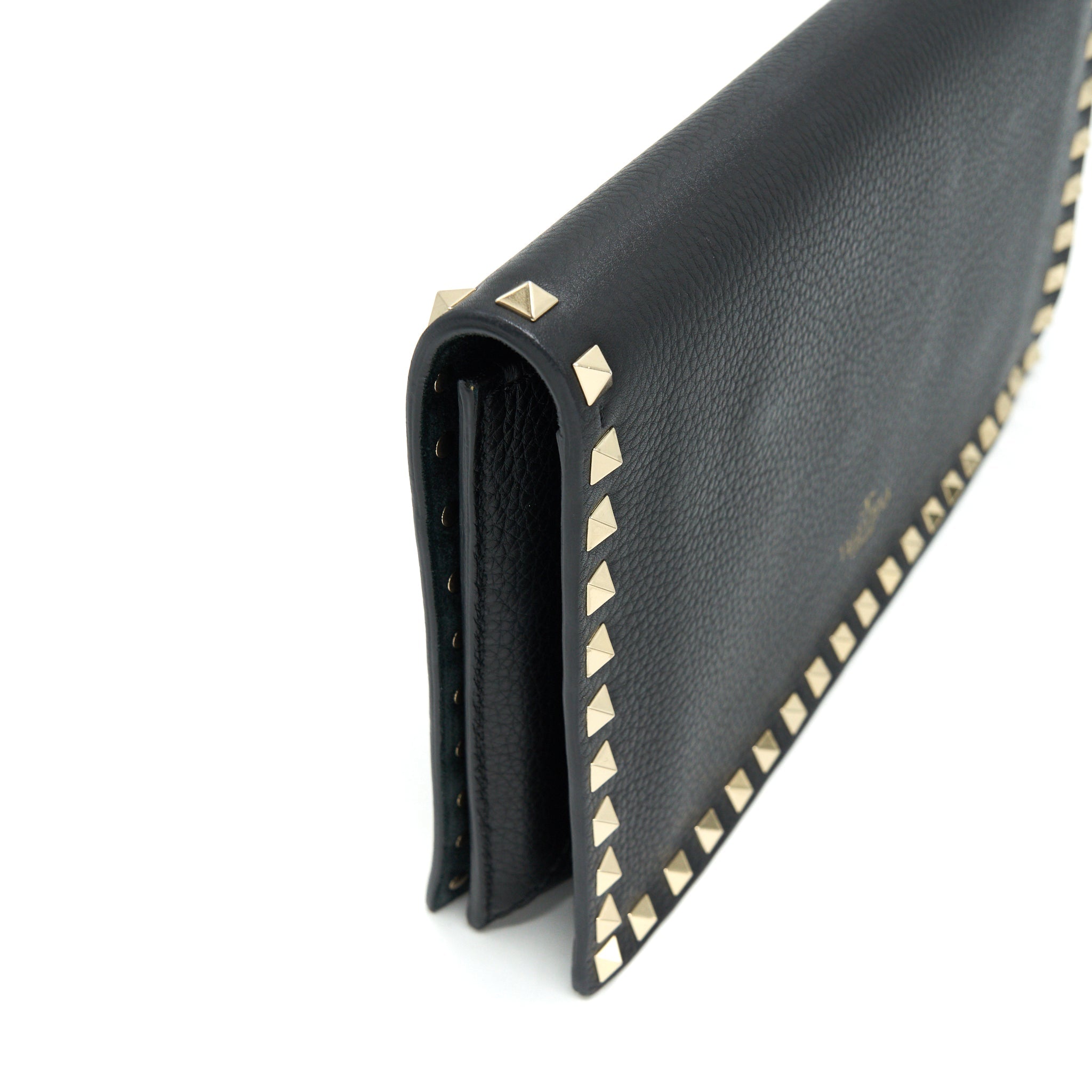VALENTINO GARAVANI ROCKSTUD LEATHER CLUTCH BLACK