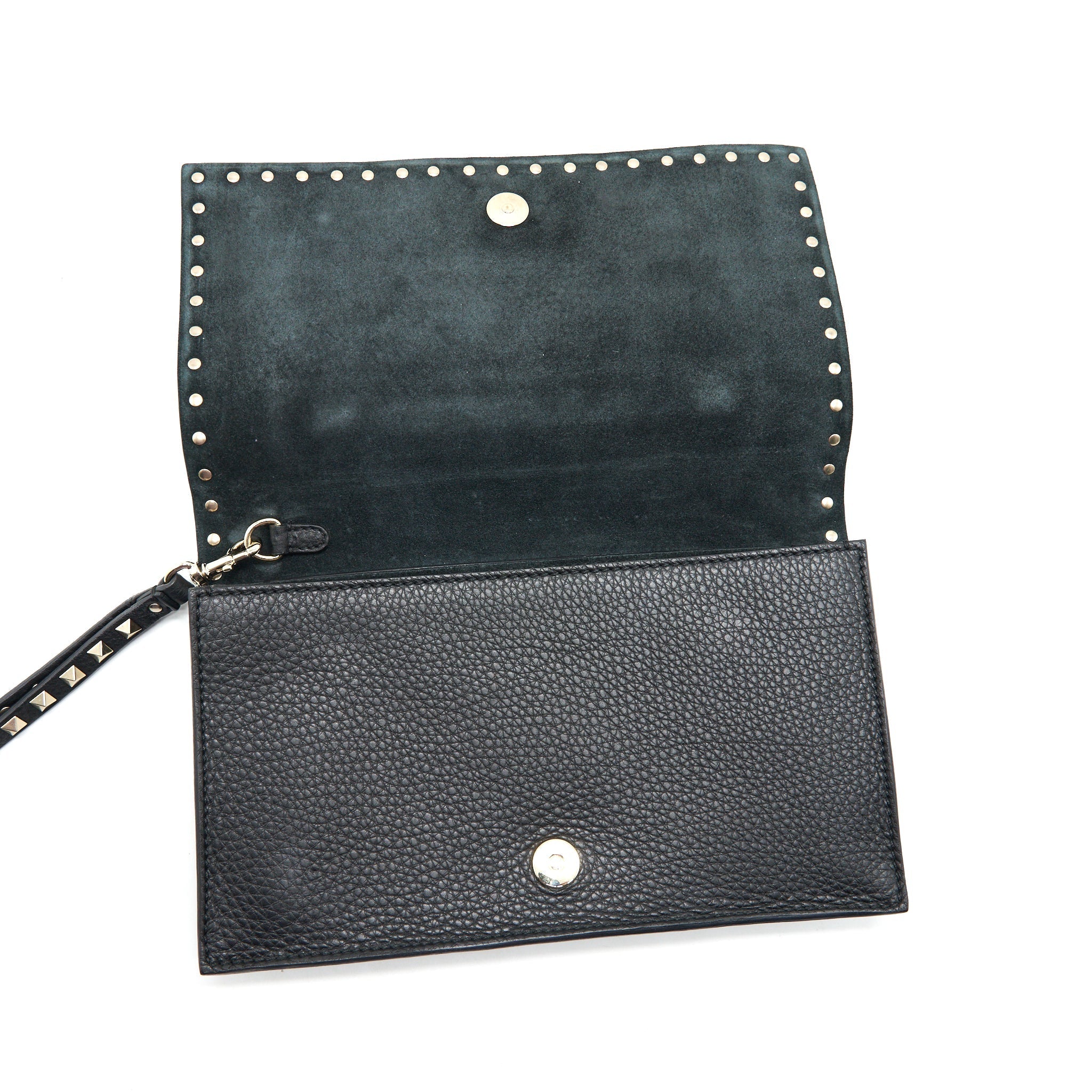 VALENTINO GARAVANI ROCKSTUD LEATHER CLUTCH BLACK