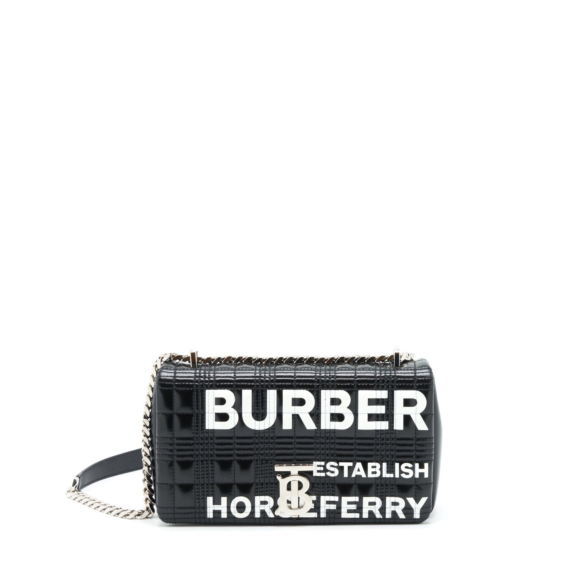 BURBERRY SMALL HORSEFERRY PRINT QUILTED LOLA BAG BLACK SHW