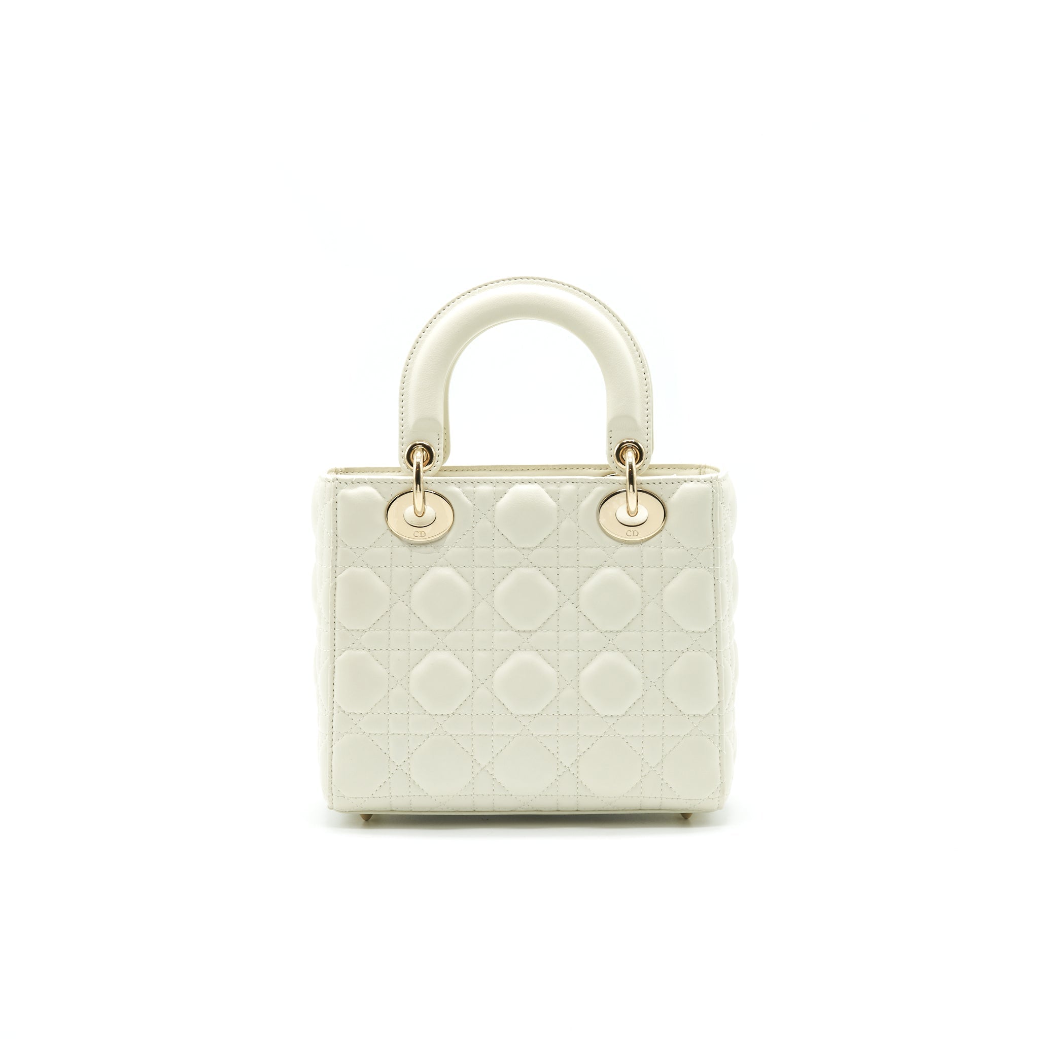 CHRISTIAN DIOR SMALL LADY DIOR CREAM WITH LGHW