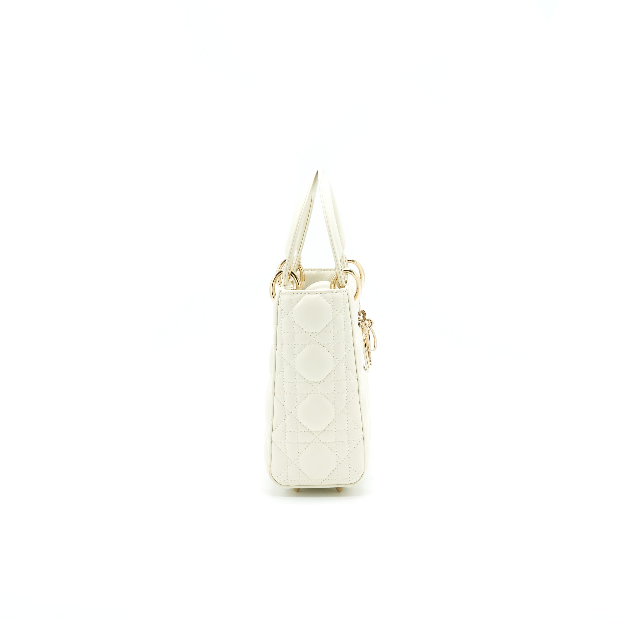 CHRISTIAN DIOR SMALL LADY DIOR CREAM WITH LGHW