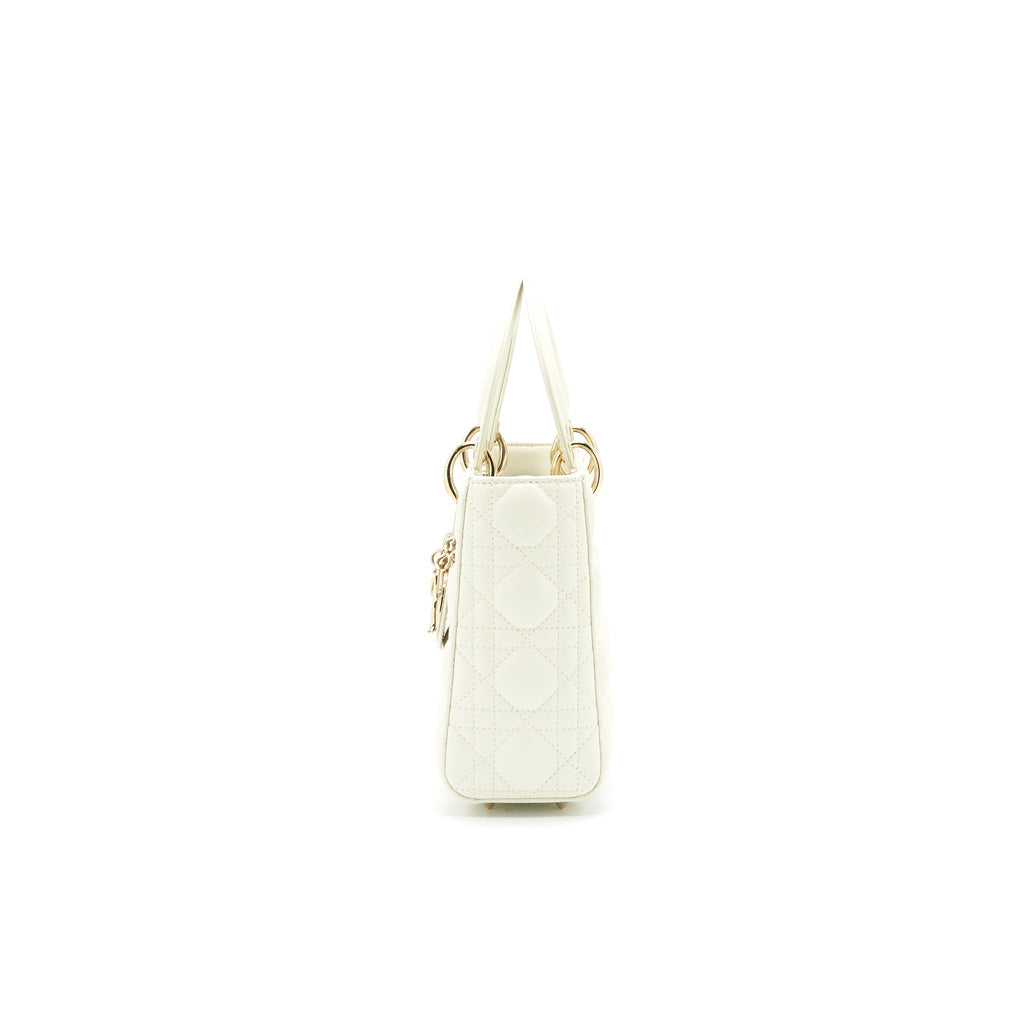 CHRISTIAN DIOR SMALL LADY DIOR CREAM WITH LGHW
