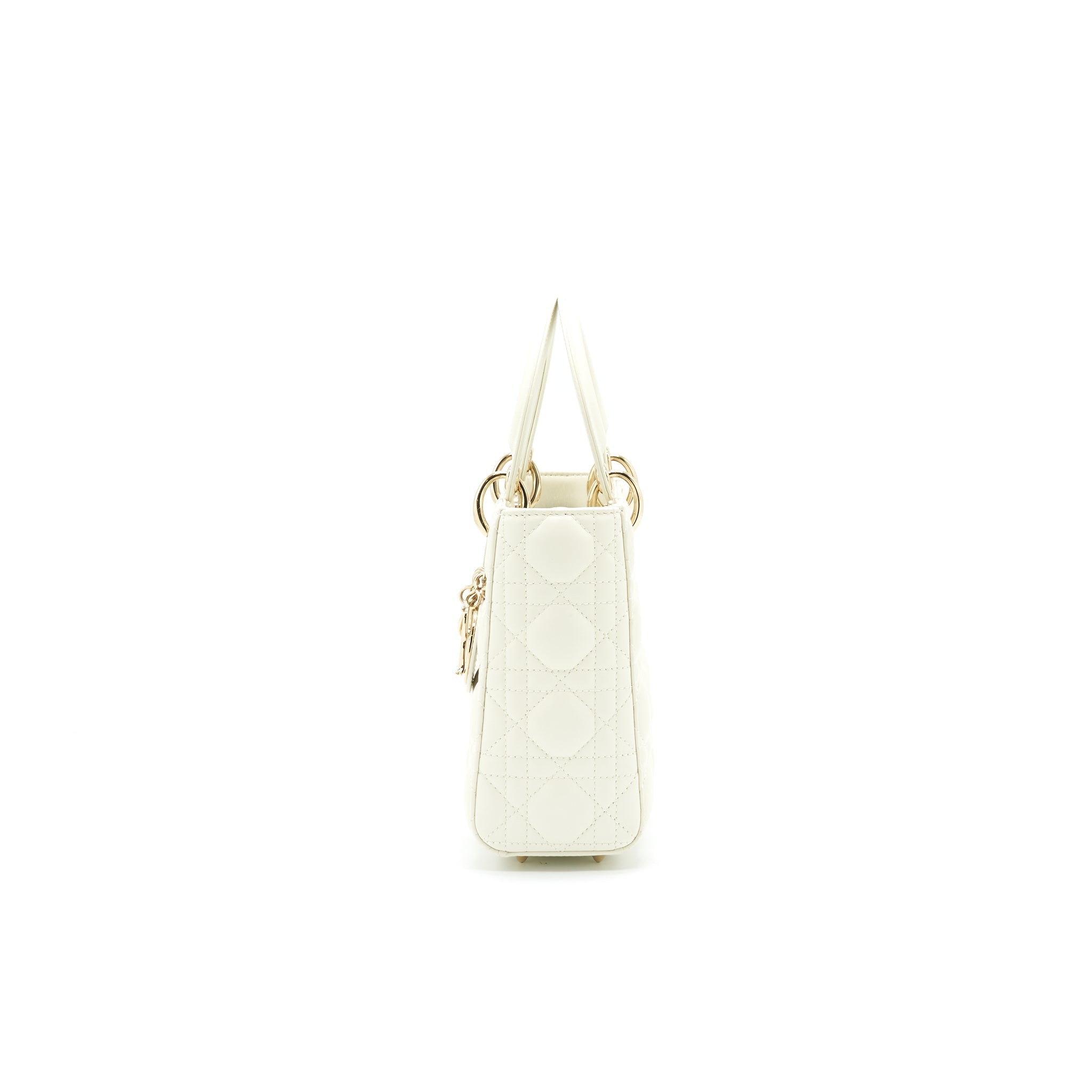 CHRISTIAN DIOR SMALL LADY DIOR CREAM WITH LGHW