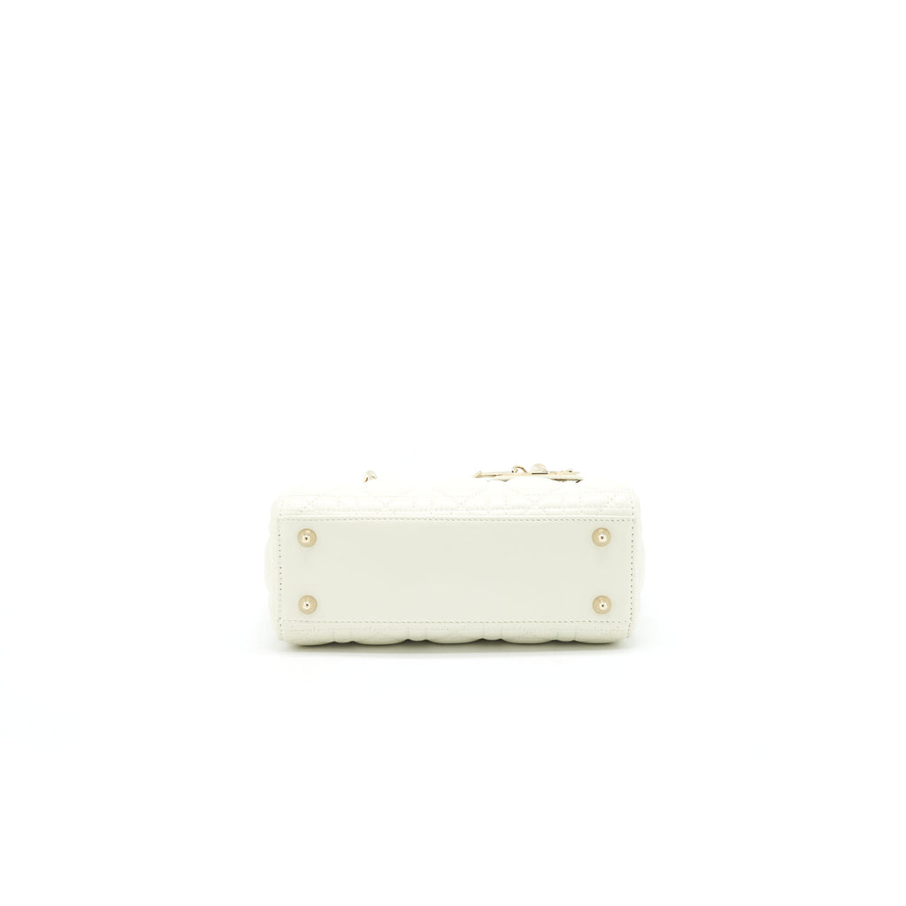 CHRISTIAN DIOR SMALL LADY DIOR CREAM WITH LGHW
